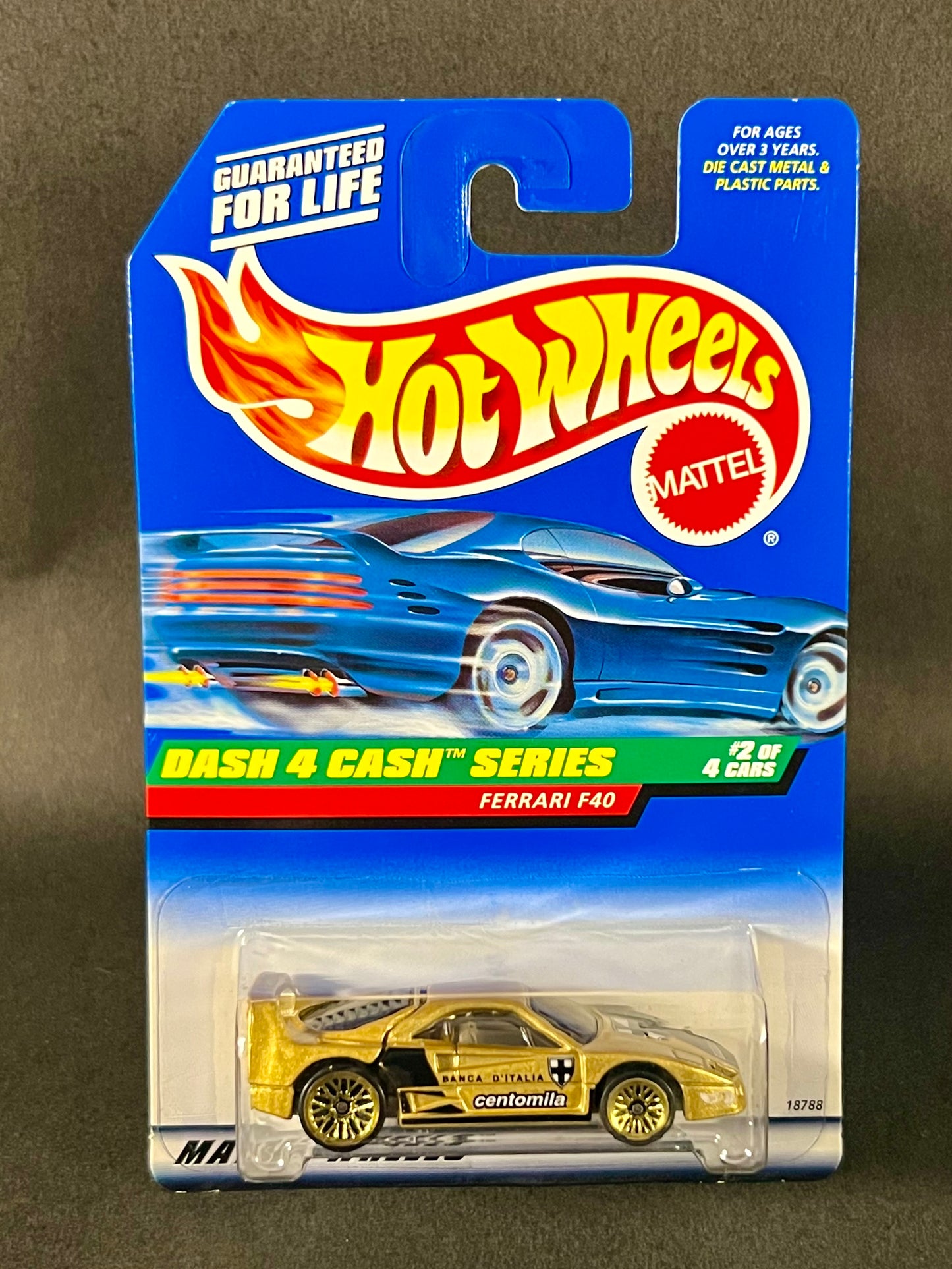 1997 Hot Wheels #722 Dash 4 Cash Series #2 Ferrari F40, Gold