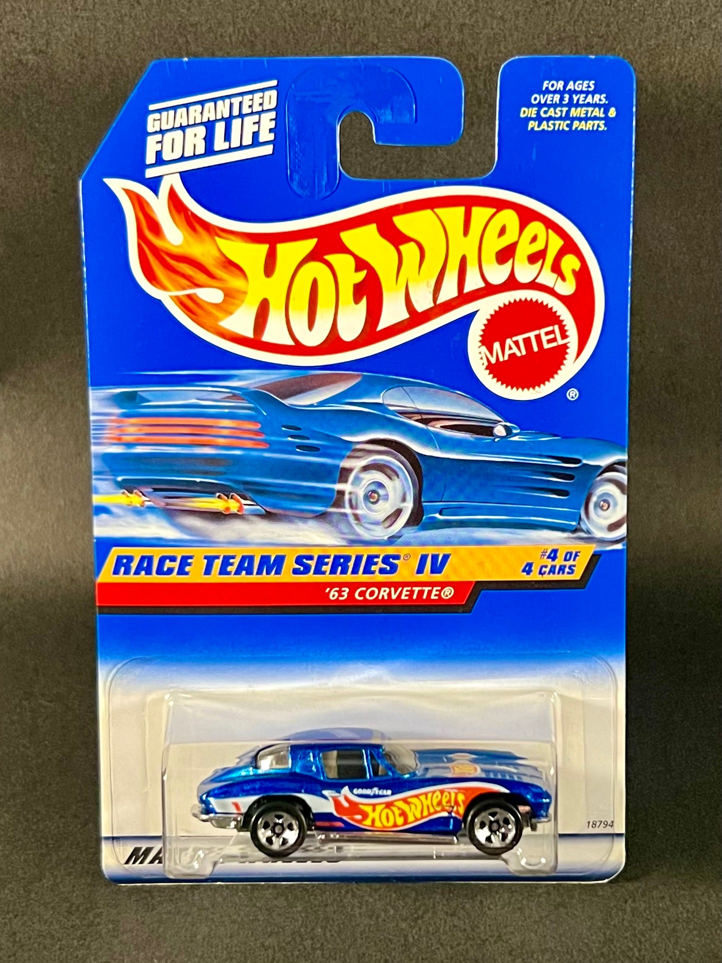 1997 Hot Wheels #728 Race Team Series IV '63 Corvette, Blue