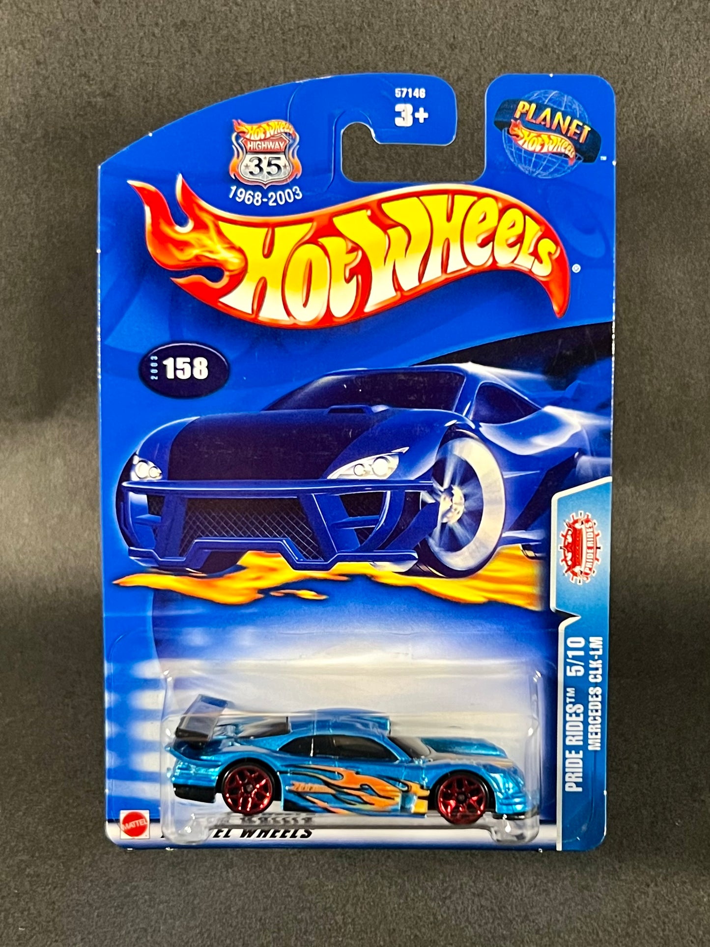 2002 Hot Wheels #158 Highway 35 Pride Rides Mercedes CLK-LM, Blue