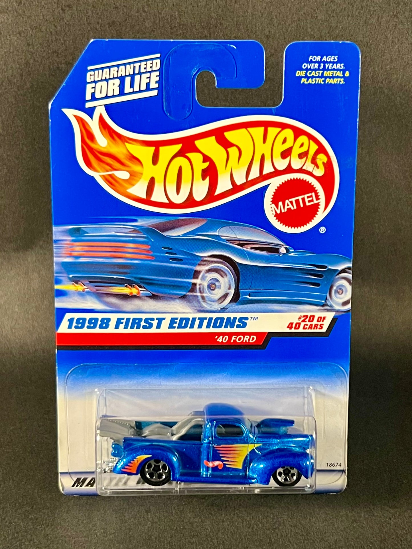 1997 Hot Wheels #654 1998 First Editions '40 Ford, Blue