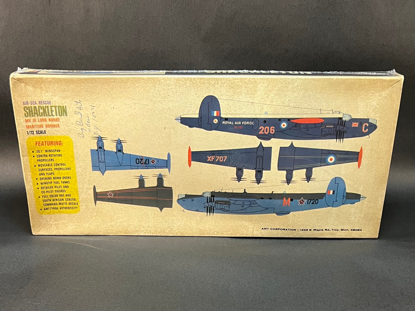 AMT Frog Model Kit 3902-200 1:72 Scale Air-Sea Rescue Shackleton MK III Maritime Bomber