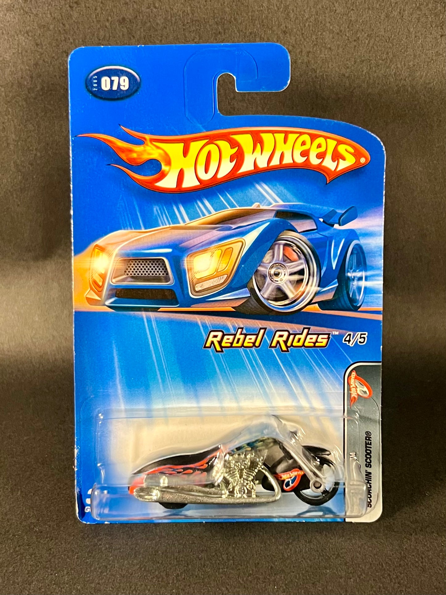 2004 Hot Wheels #079 Rebel Rides Scorchin' Scooter, Black