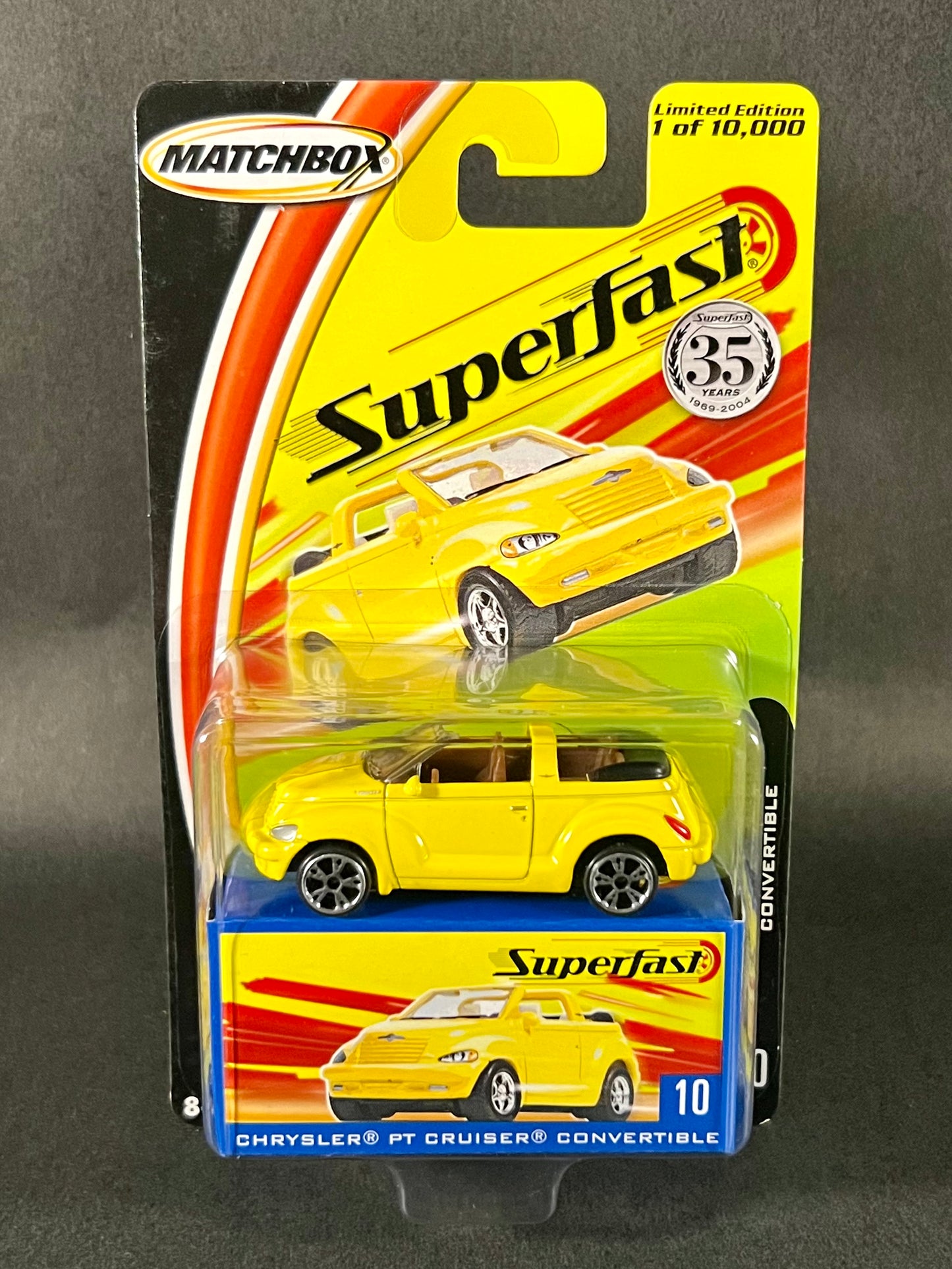 2004 Matchbox Superfast #10 Chrysler PT Cruiser Convertible, Yellow