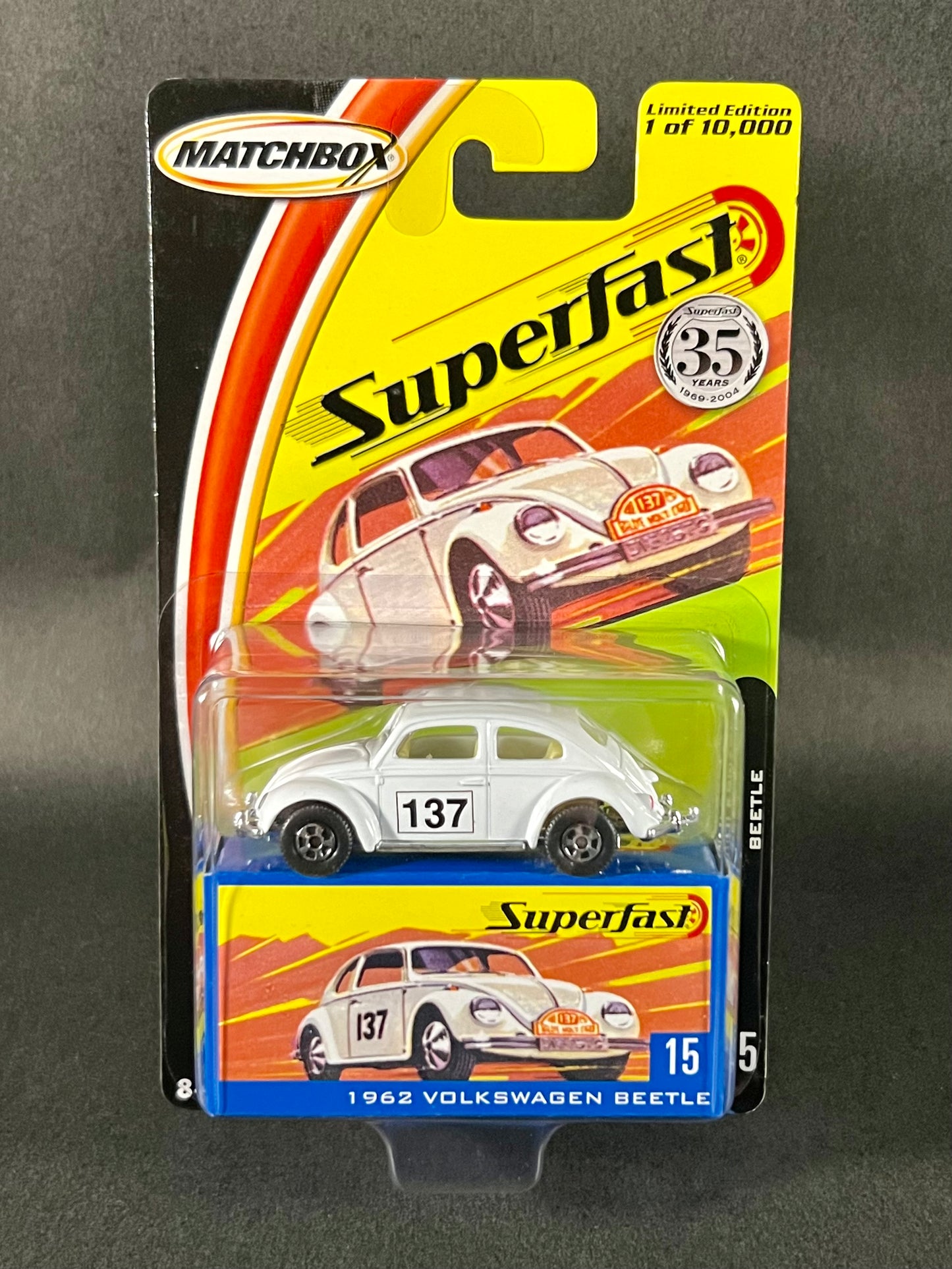 2004 Matchbox Superfast #15 1962 Volkswagen Beetle, White