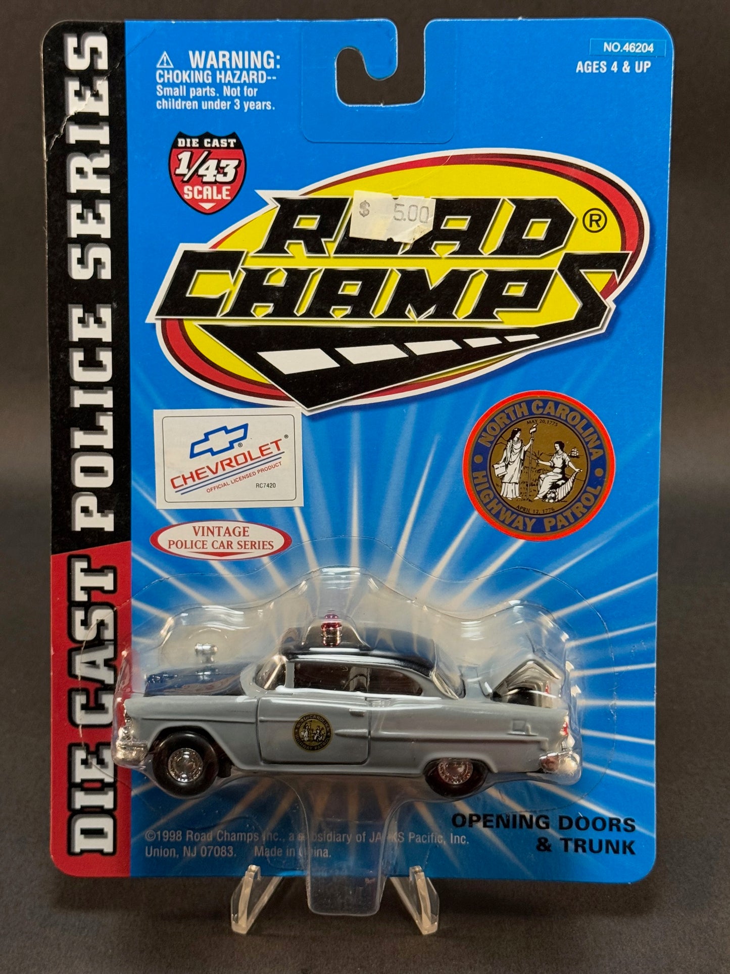 1998 Road Champs Vintage Police Car Series 1:43 North Carolina Highway Patrol, Gray