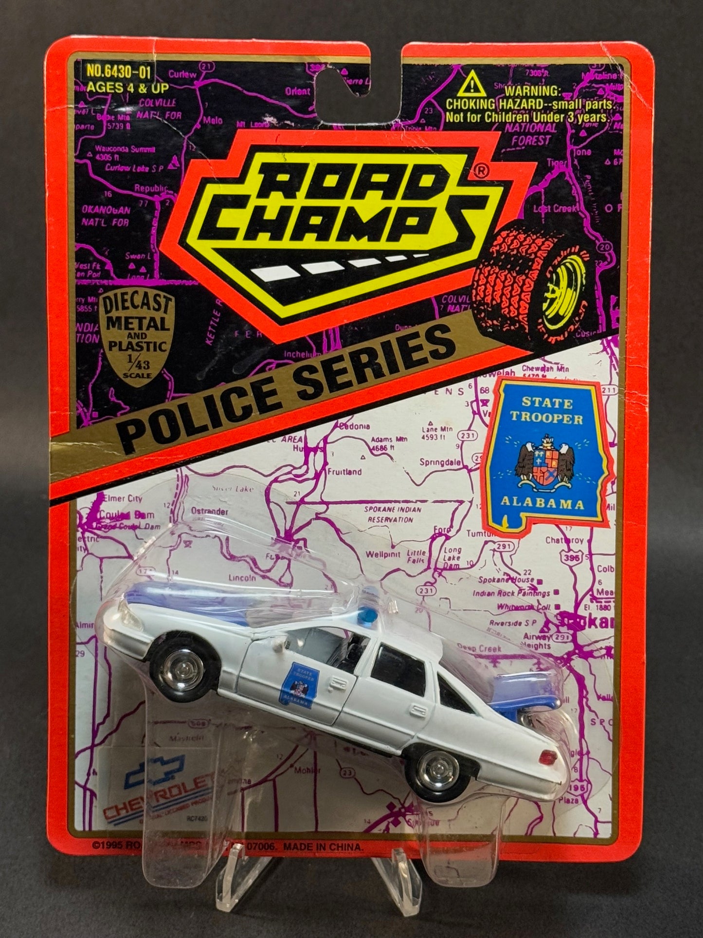 1995 Road Champs State Police Collector's Series Alabama State Trooper, White and Blue
