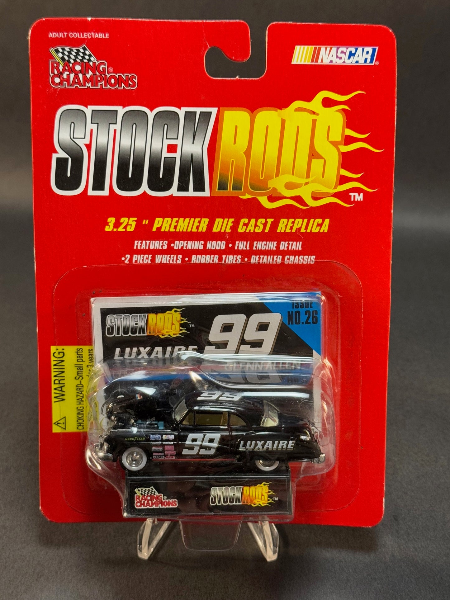 1997 Racing Champions NASCAR Stock Rods #26 Luxaire Glenn Allen 99, Black *Melted Blister