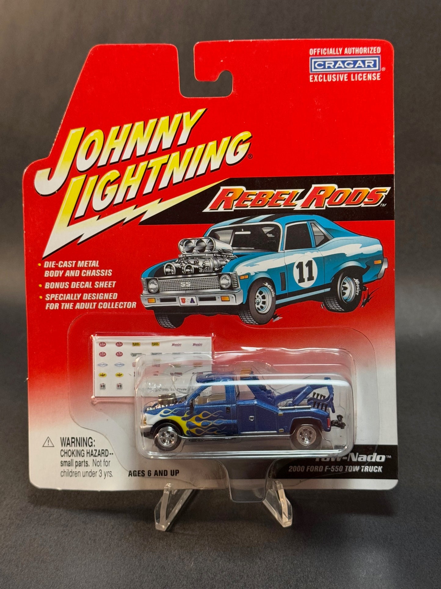 2002 Johnny Lightning Rebel Rods Tow-Nado 2000 Ford F-550 Tow Truck, Blue