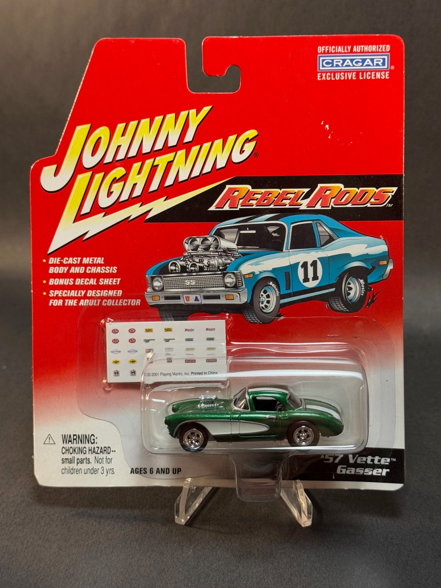 2002 Johnny Lightning Rebel Rods '57 Vette Gasser, Green
