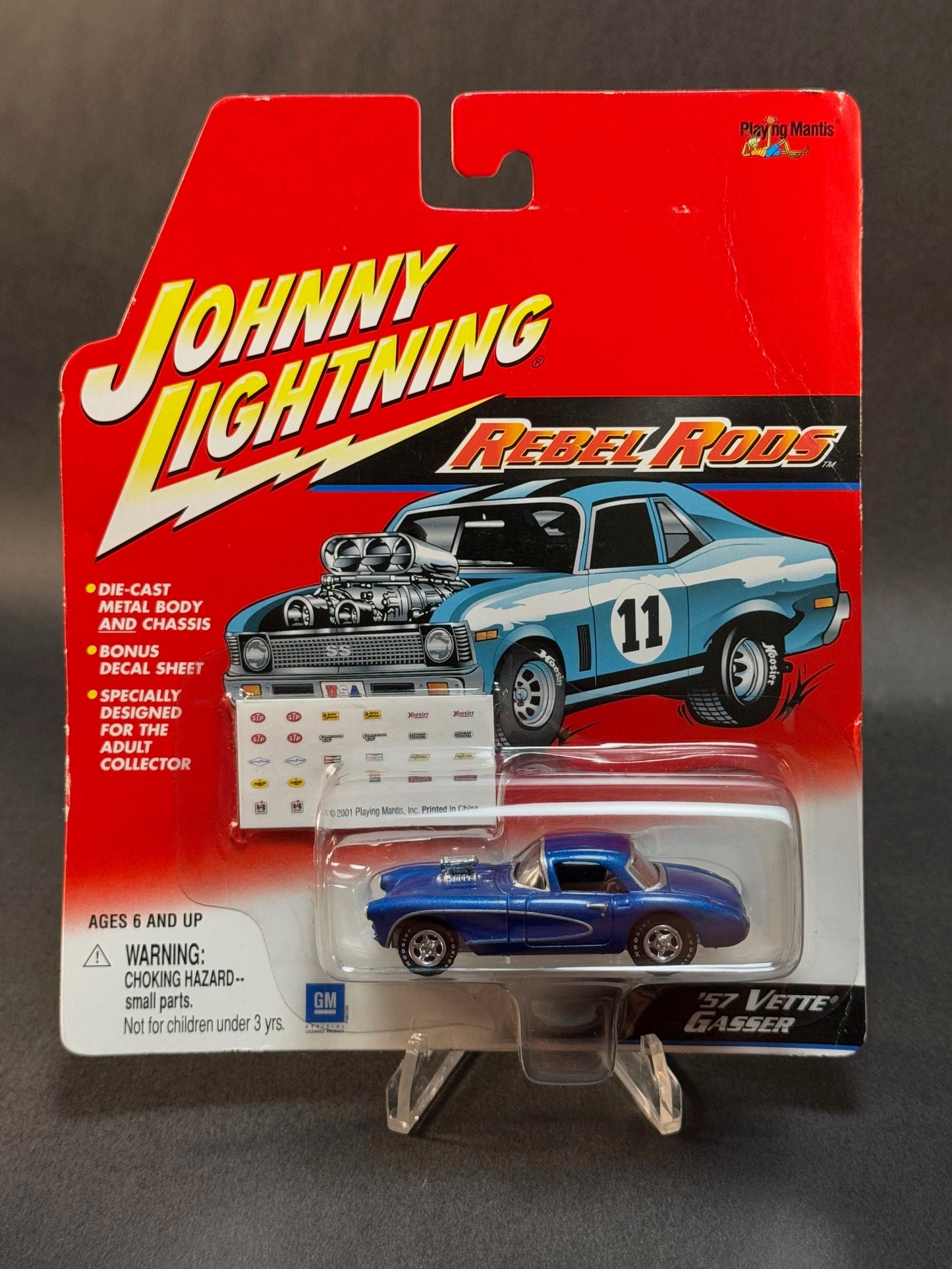 2001 Johnny Lightning Rebel Rods '57 Vette Gasser, Blue