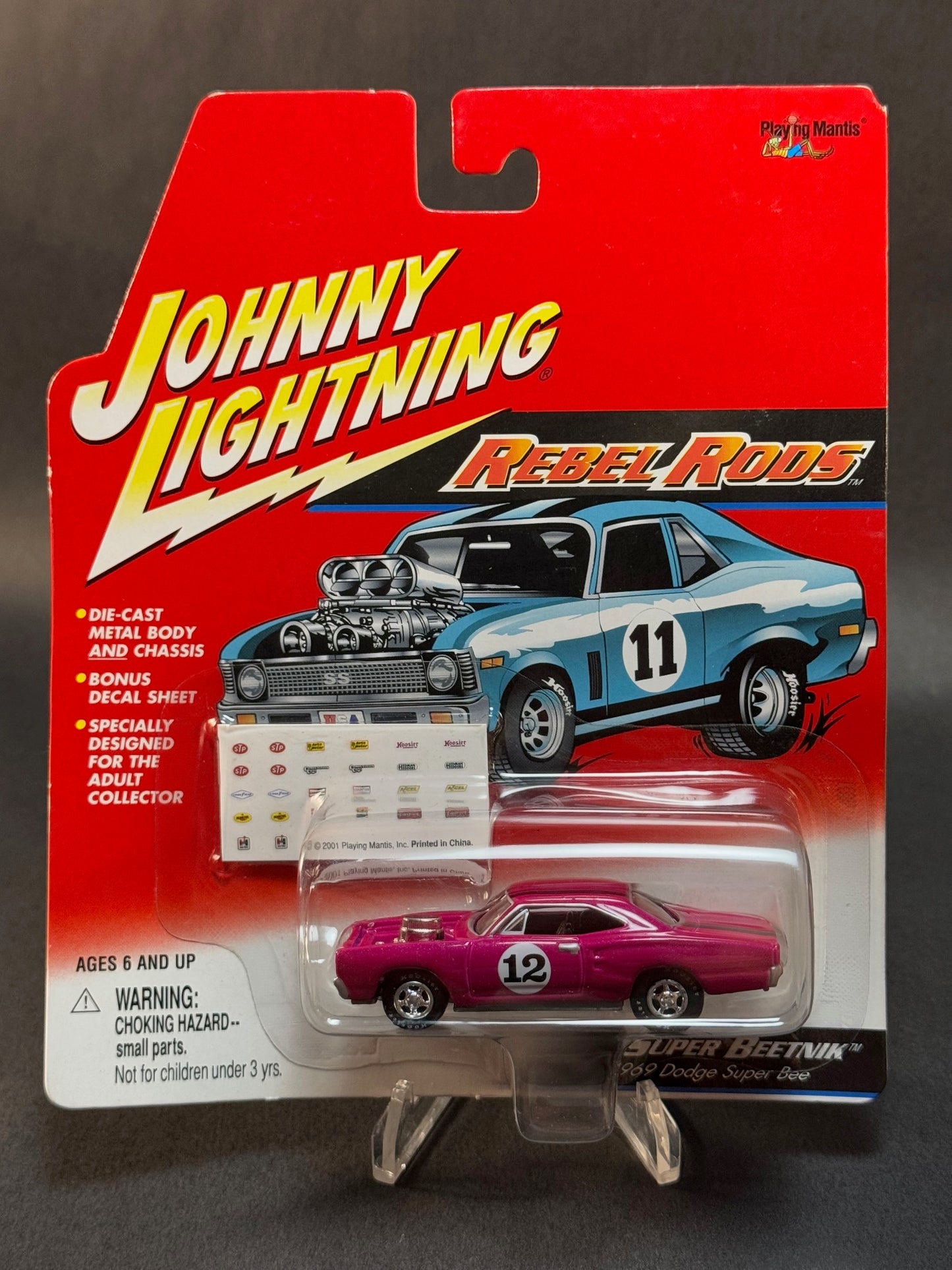 2001 Johnny Lightning Rebel Rods Super Beetnik 1969 Dodge Super Bee, Pink