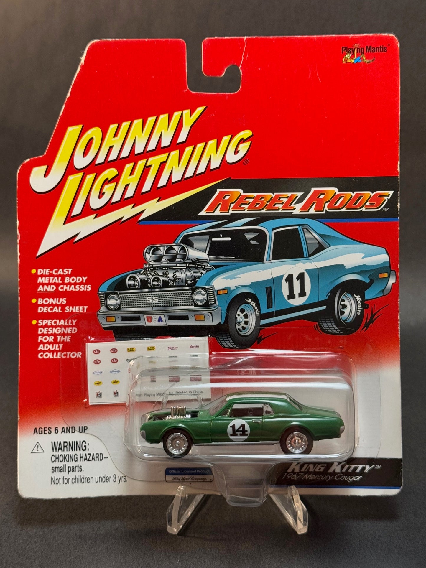 2001 Johnny Lightning Rebel Rods King Kitty 1967 Mercury Cougar, Green