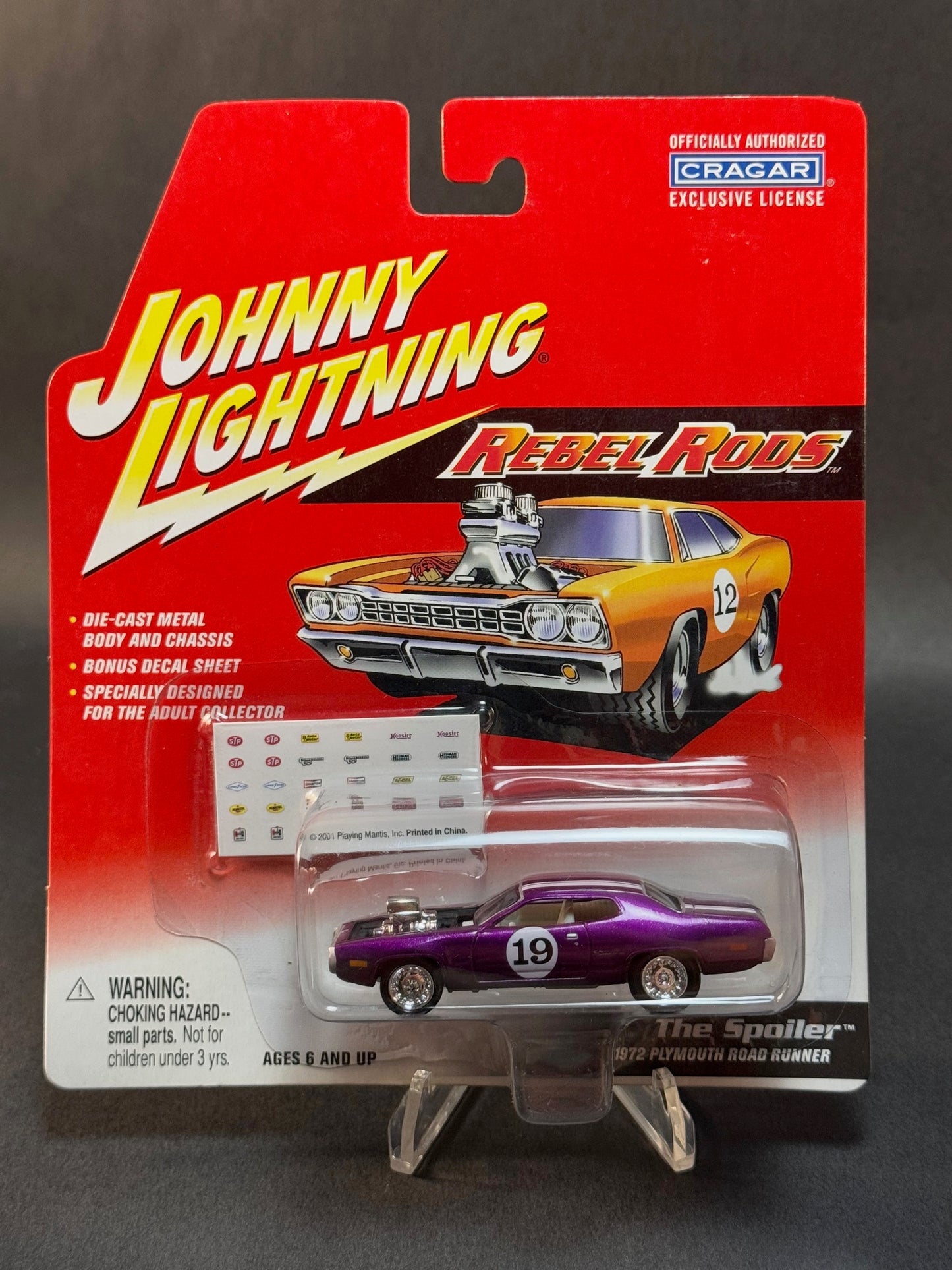 2002 Johnny Lightning Rebel Rods The Spoiler 1972 Plymouth Road Runner, Purple