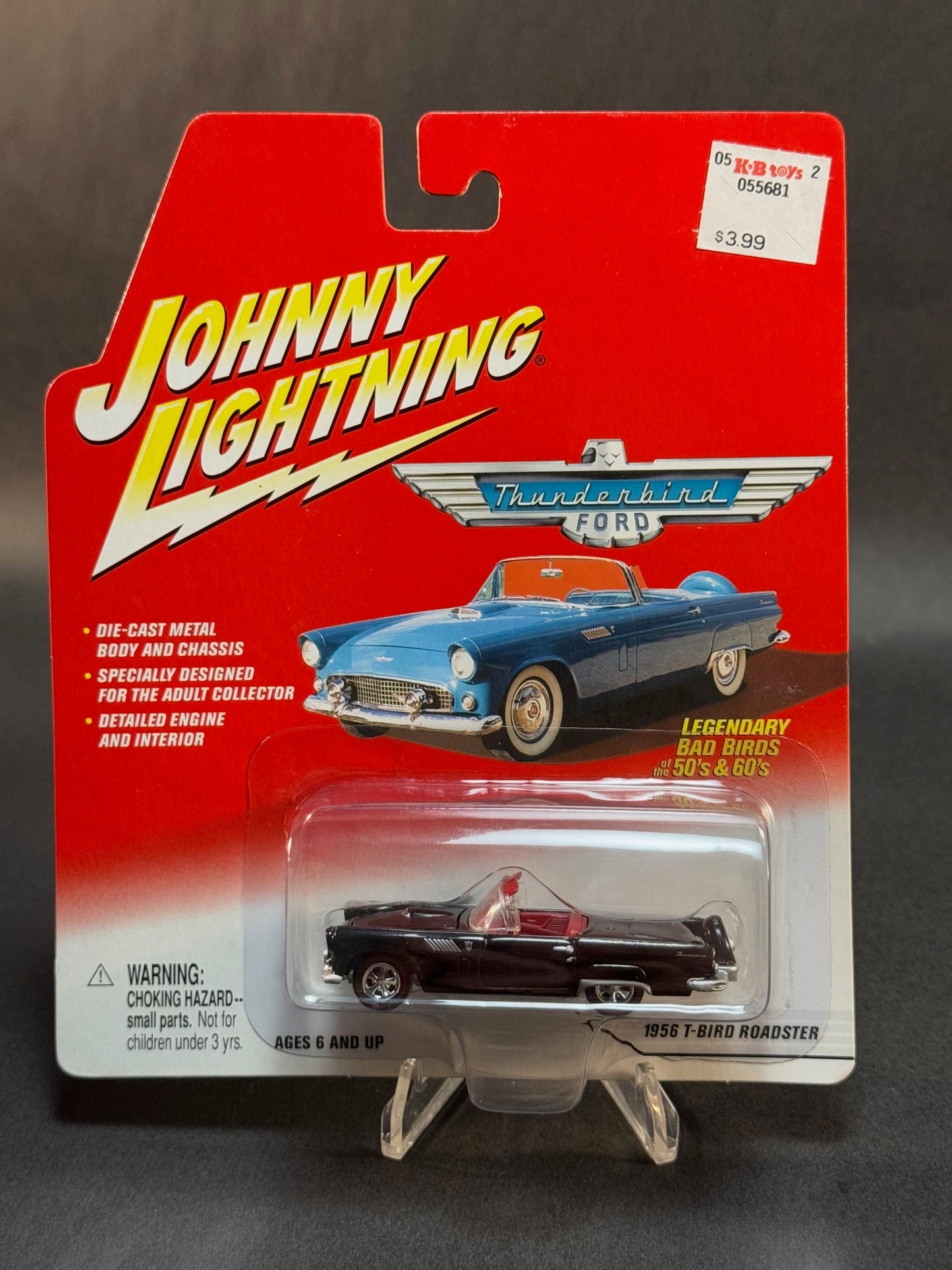 2002 Johnny Lightning Ford Thunderbird Series 1956 T-Bird Roadster, Black