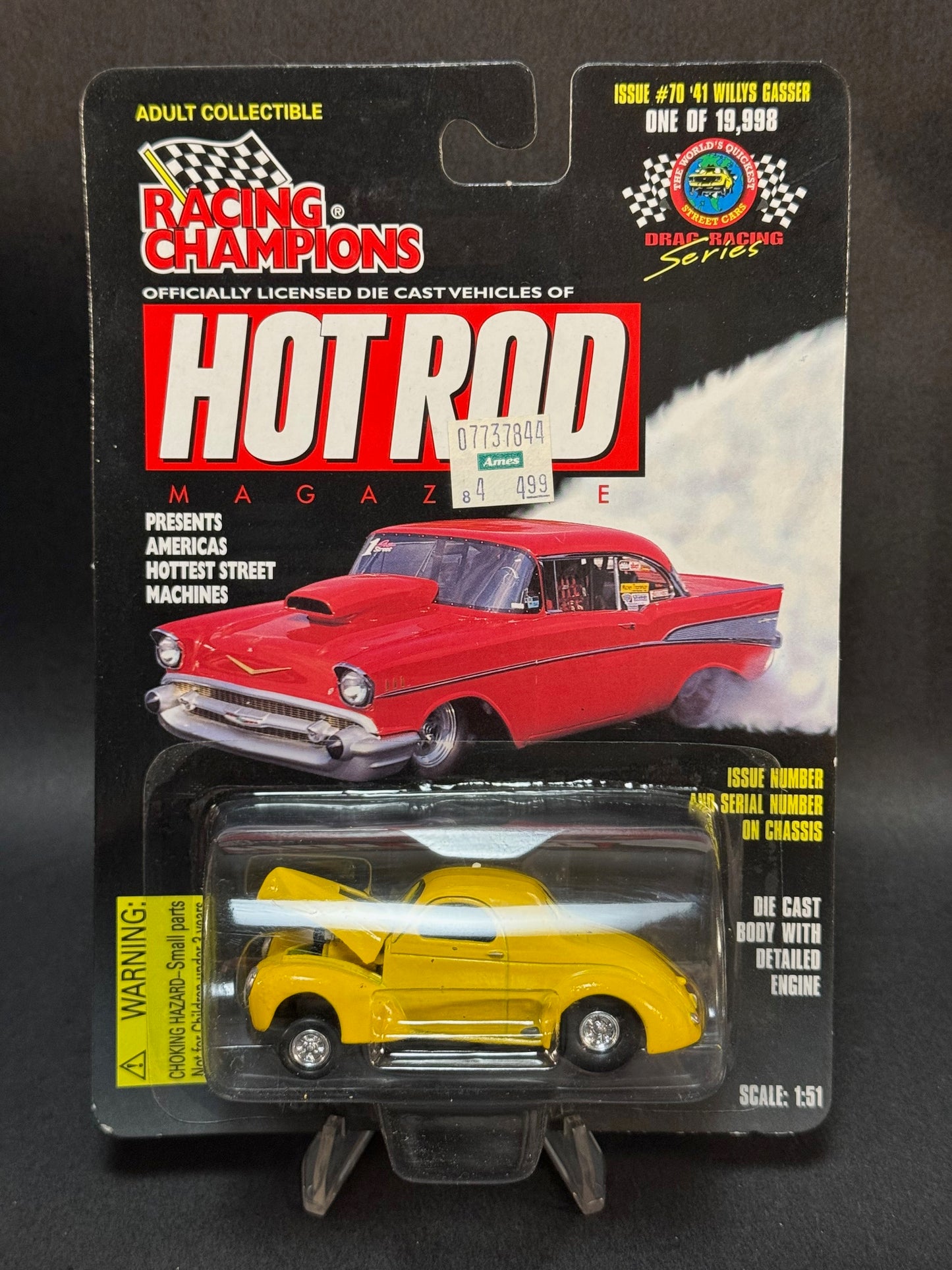 1998 Racing Champions Hot Rod Magazine Issue #70 '41 Willys Gasser, Yellow