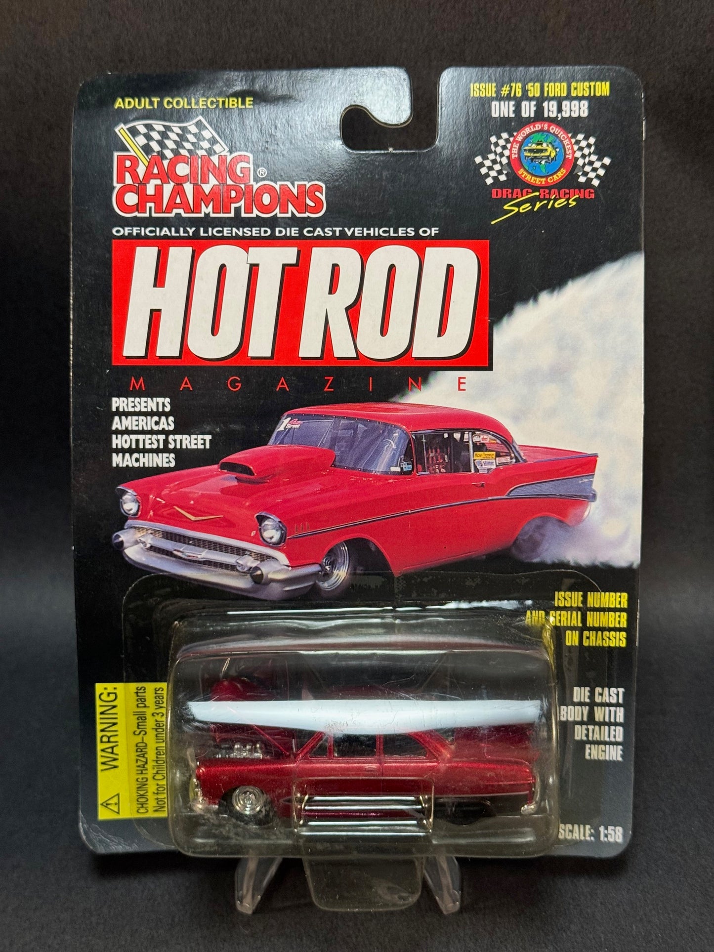 1998 Racing Champions Hot Rod Magazine Issue #76 '50 Ford Custom, Red
