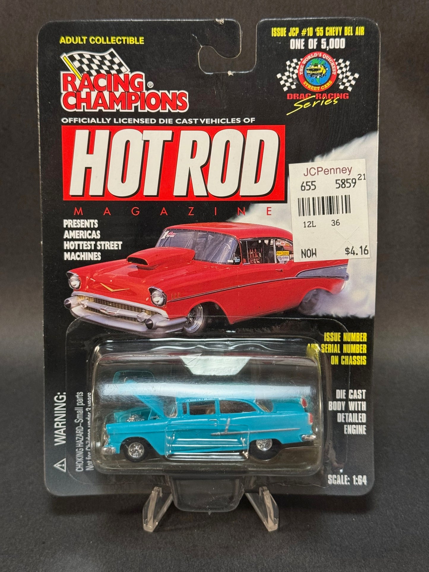 1997 Racing Champions Hot Rod Magazine JC Penney Issue #10 '55 Chevy Bel Air, Blue