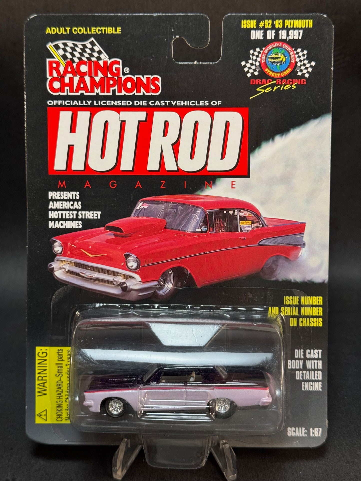 1997 Racing Champions Hot Rod Magazine Issue #52 '63 Plymouth, Purple and White
