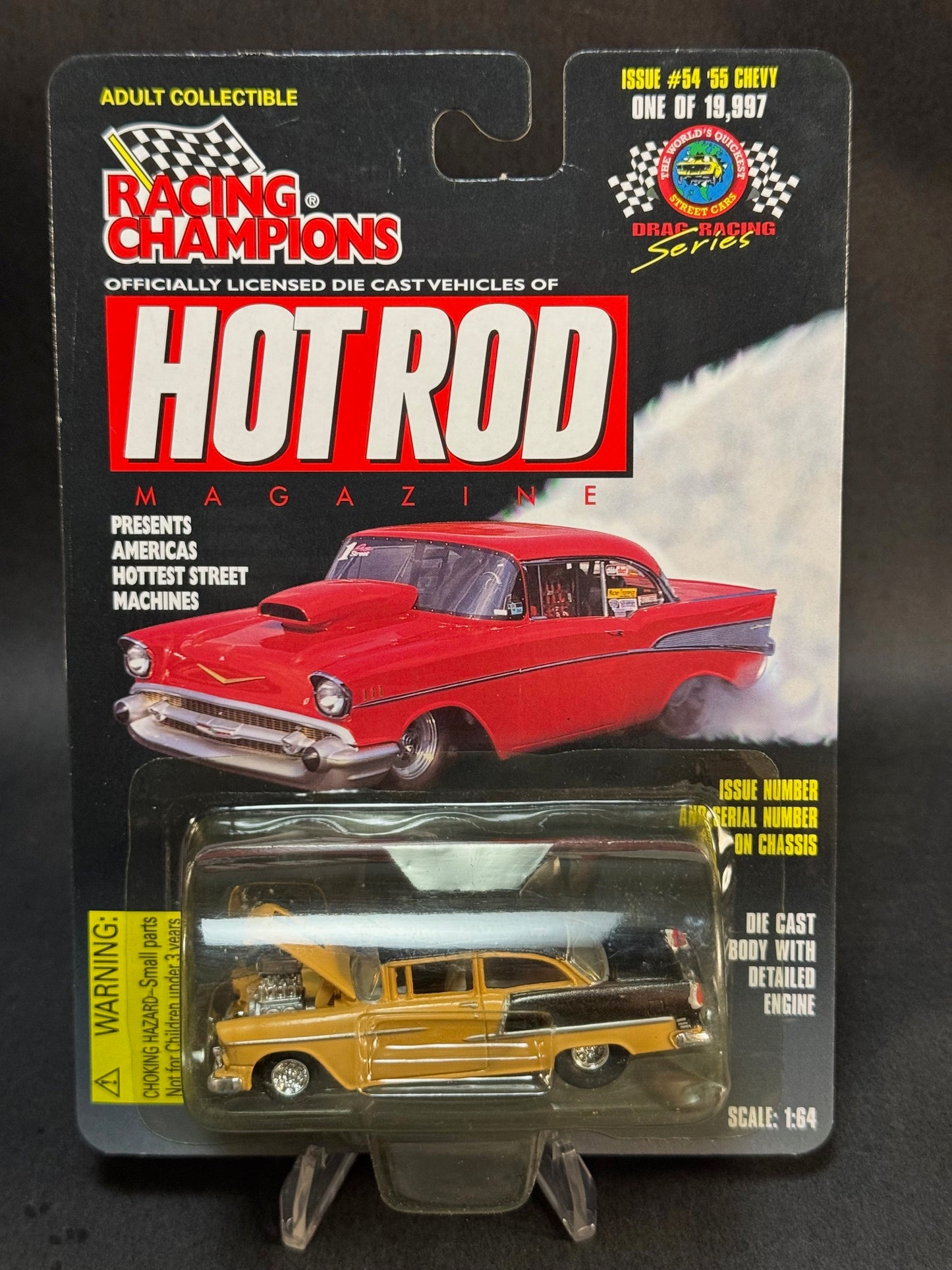 1997 Racing Champions Hot Rod Magazine Issue #54 '55 Chevy, Black and Tan