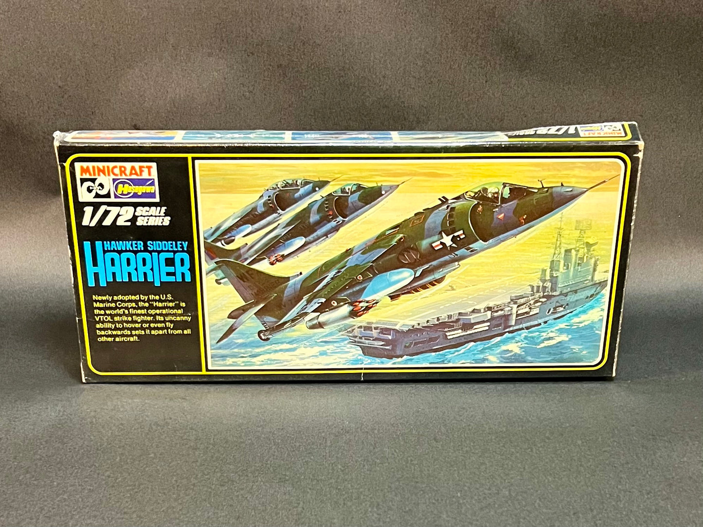 1977 MiniCraft Hasegawa Model Kit 028 1:72 Scale Hawker Siddeley Harrier