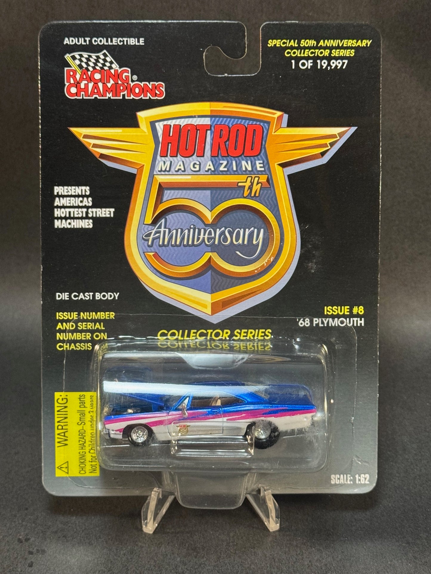 1997 Racing Champions Hot Rod Magazine 50th Anniversary Issue 8 '68 Plymouth, Blue