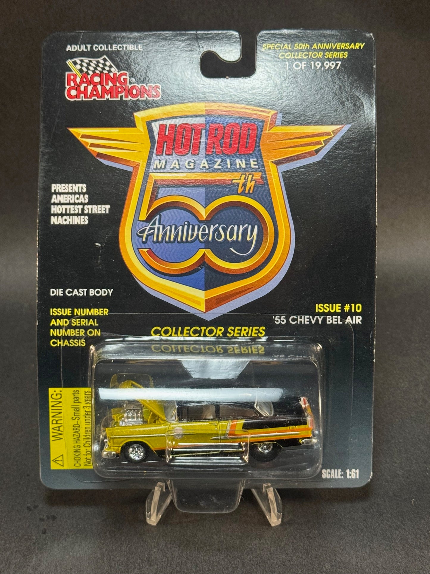 1997 Racing Champions Hot Rod Magazine 50th Anniversary Issue 10 '55 Chevy Bel Air, Gold and Black
