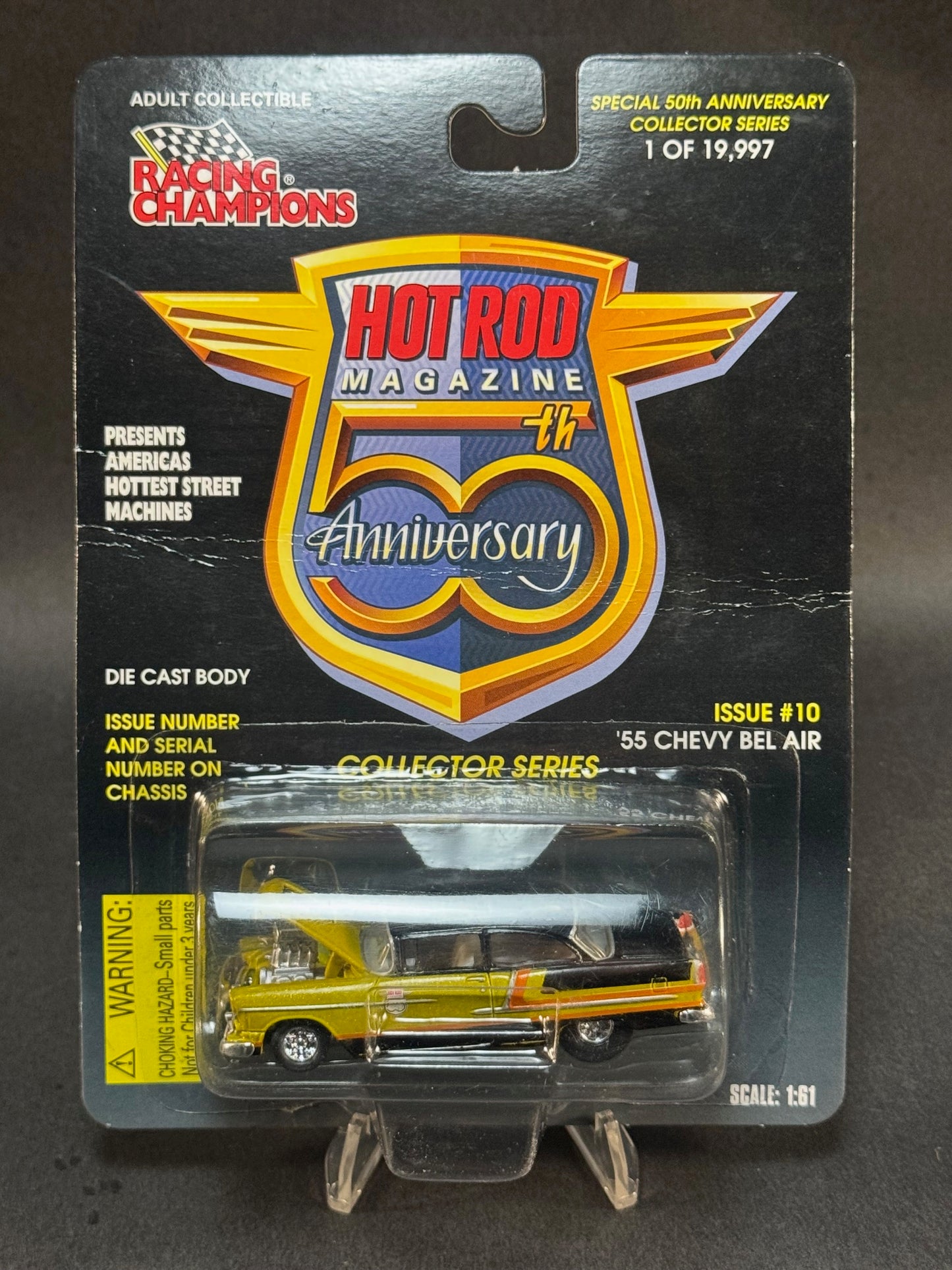 1997 Racing Champions Hot Rod Magazine 50th Anniversary Issue 10 '55 Chevy Bel Air, Gold and Black