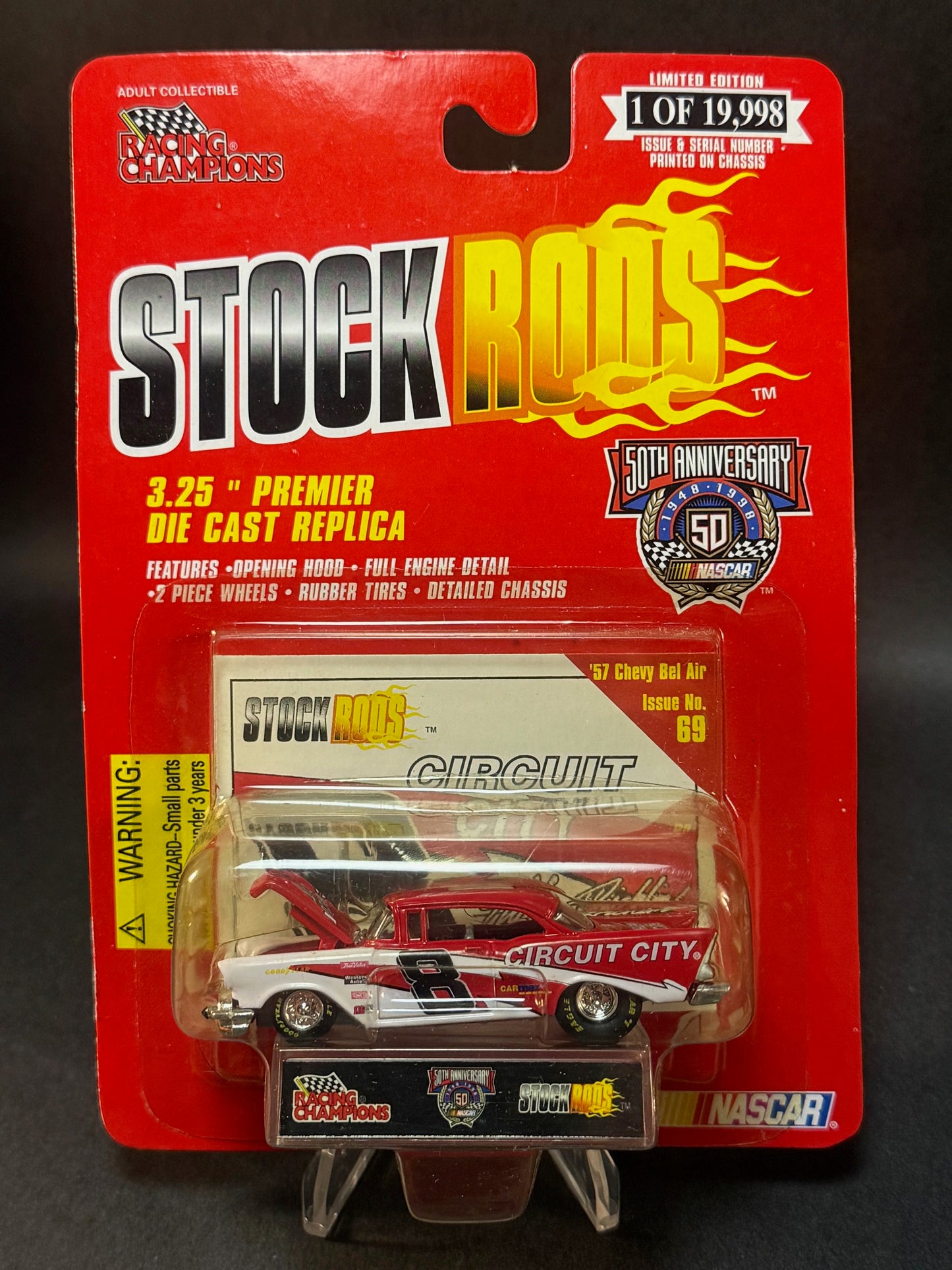 1998 Racing Champions NASCAR Stock Rods #69 Circuit City 8, Red and White