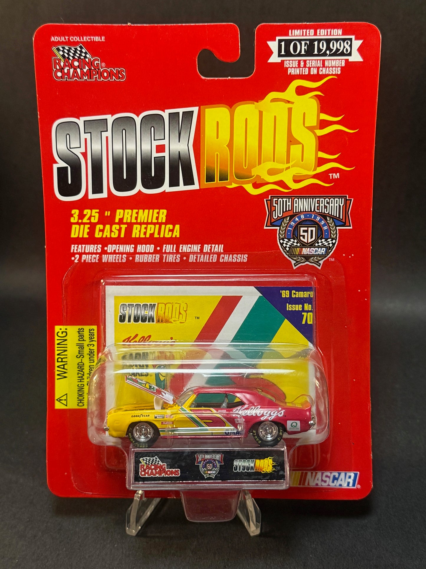 1998 Racing Champions NASCAR Stock Rods #70 Kellogg's 5, Red and Yellow
