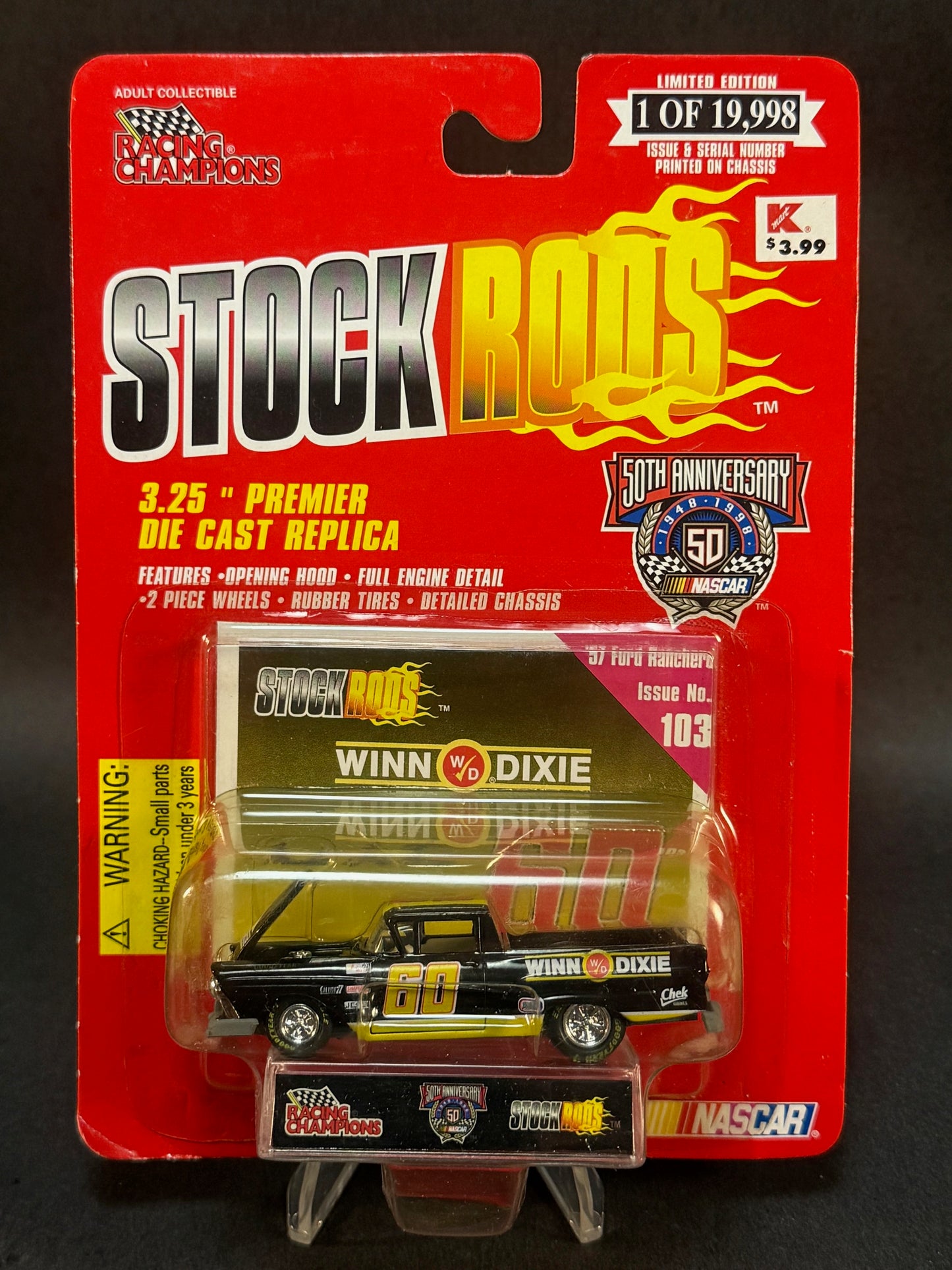 1998 Racing Champions NASCAR Stock Rods #103 '57 Ford Ranchero, Black