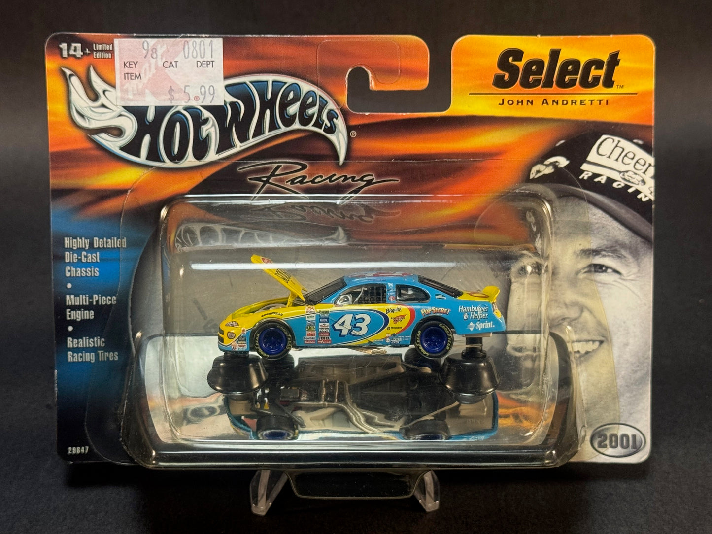 2000 Hot Wheels Racing Select 2001 NASCAR #43 John Andretti, Blue