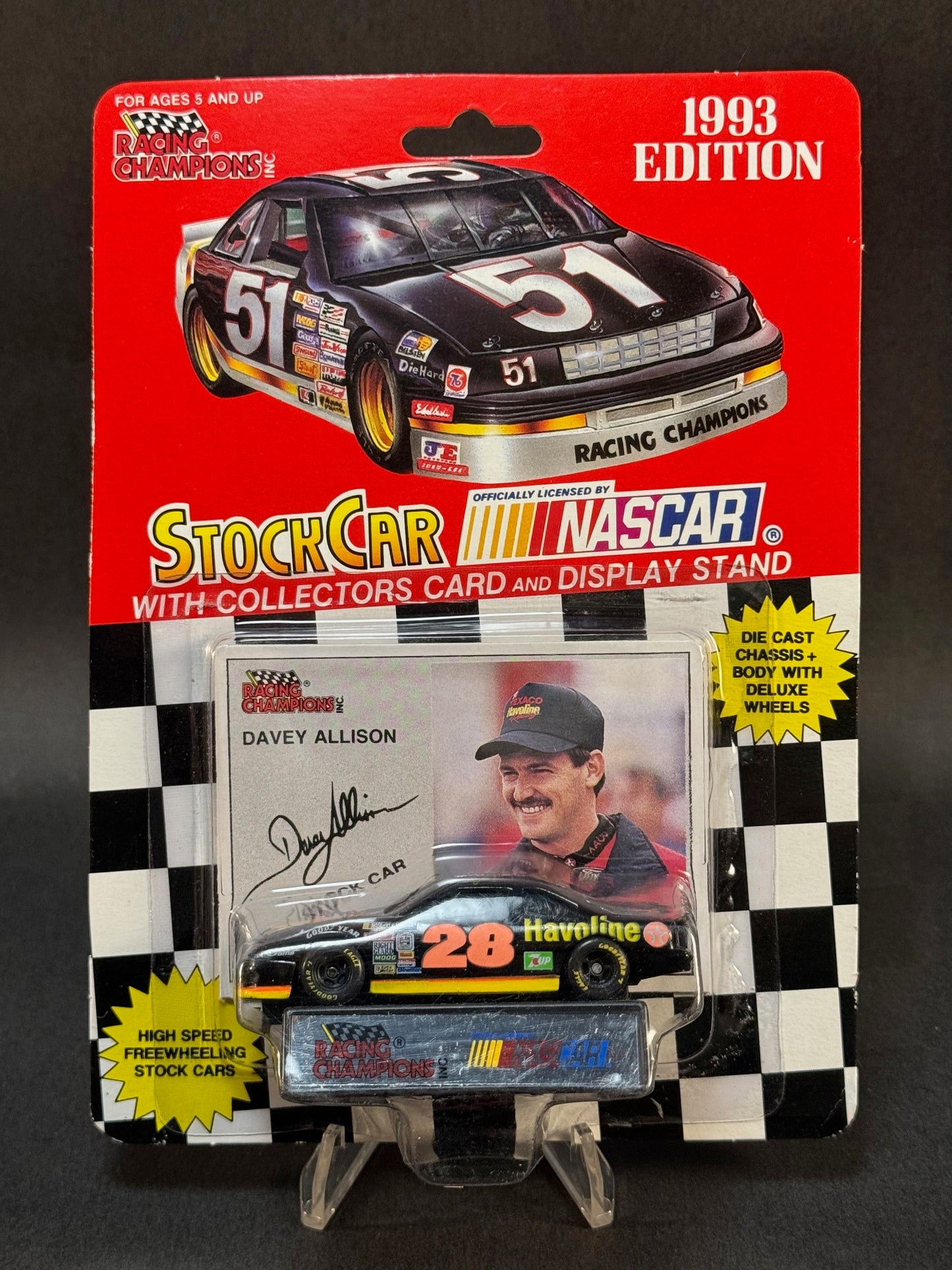 1993 Racing Champions NASCAR Stock Car Davey Allison #28, Black