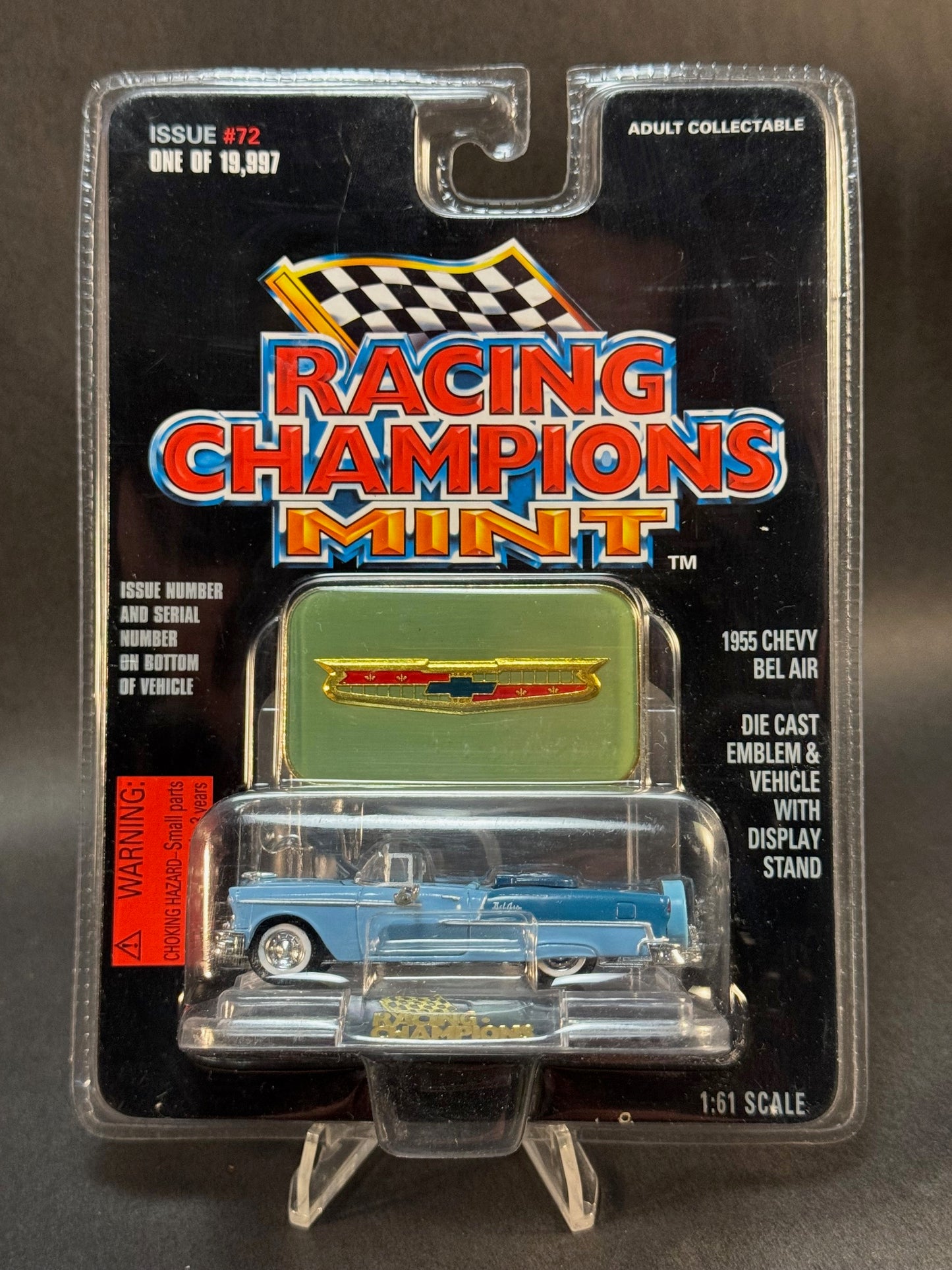 1997 Racing Champions MINT Issue #72 1955 Chevy Bel Air, Blue