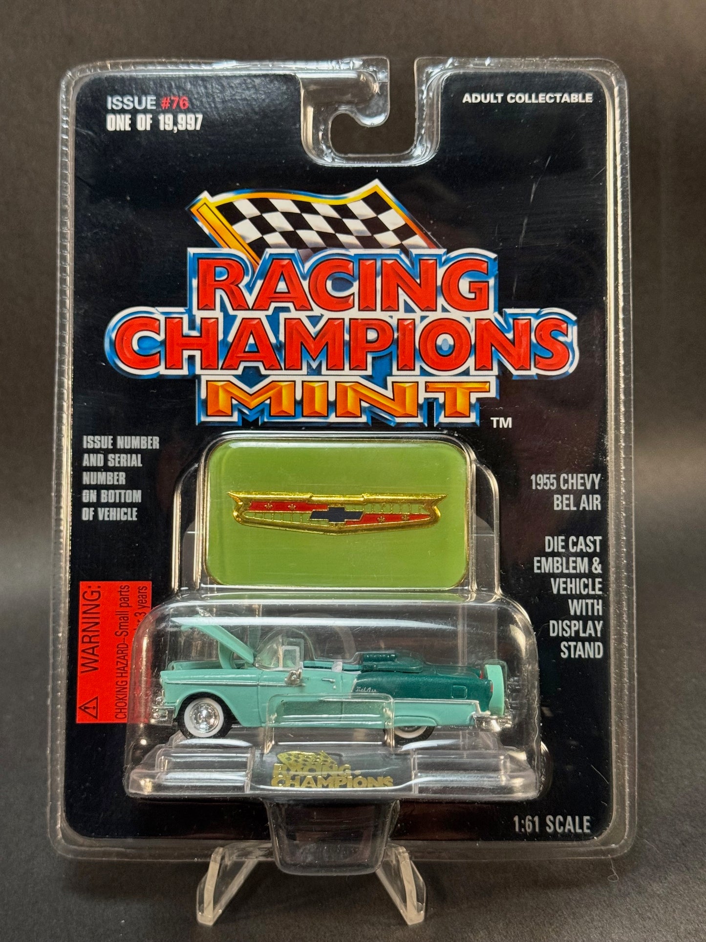 1997 Racing Champions MINT Issue #76 1955 Chevy Bel Air, Green