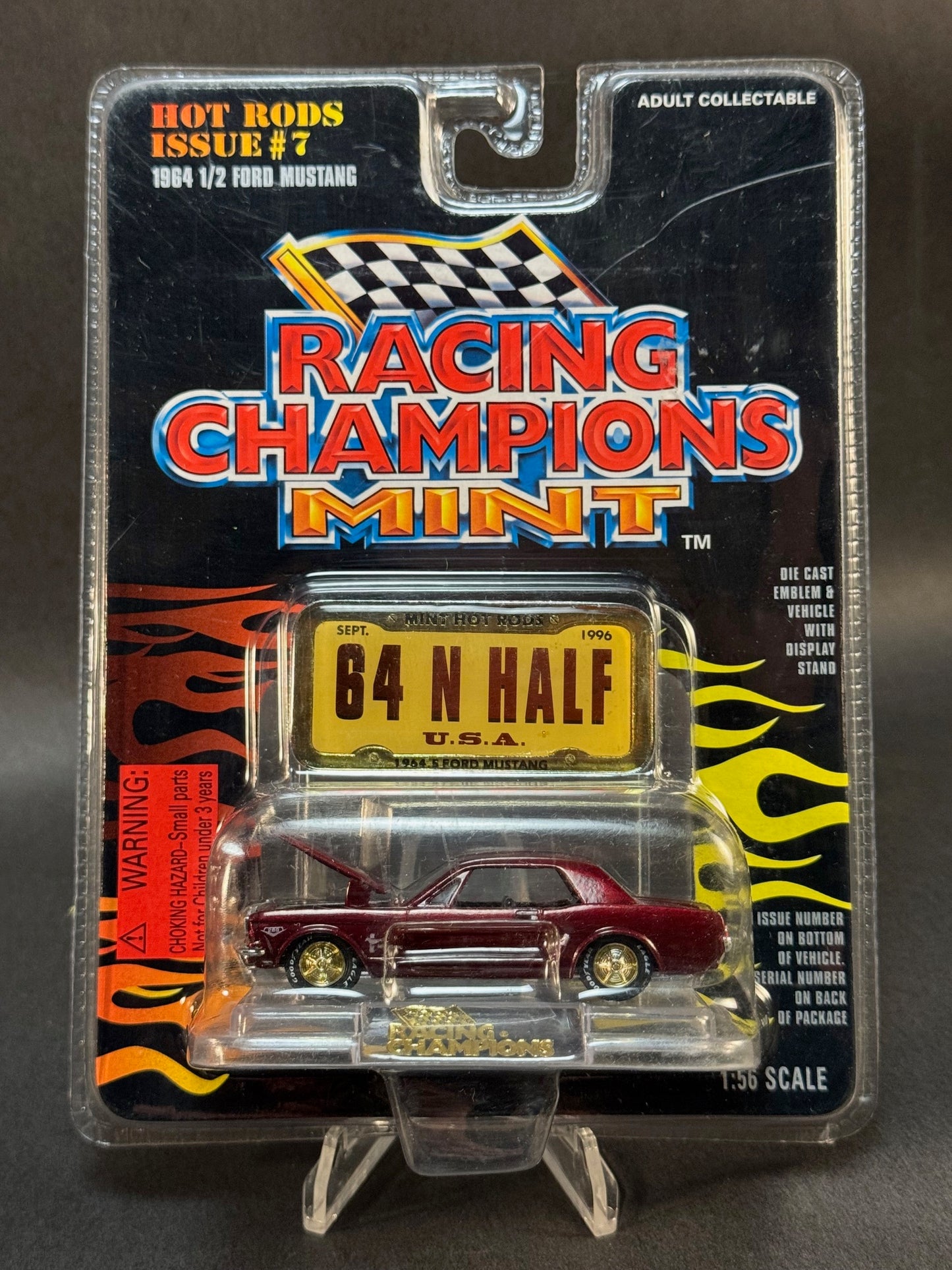 1996 Racing Champions MINT Hot Rods Issue #7 1964 1/2 Ford Mustang, Red