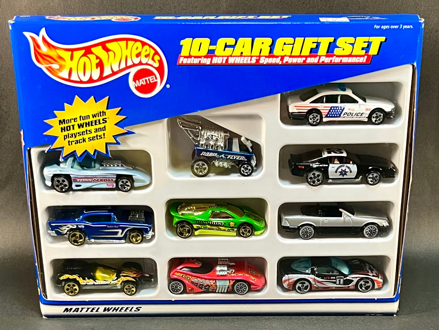 1999 Hot Wheels 10-Car Gift Set Including Police Car and Radio Flyer