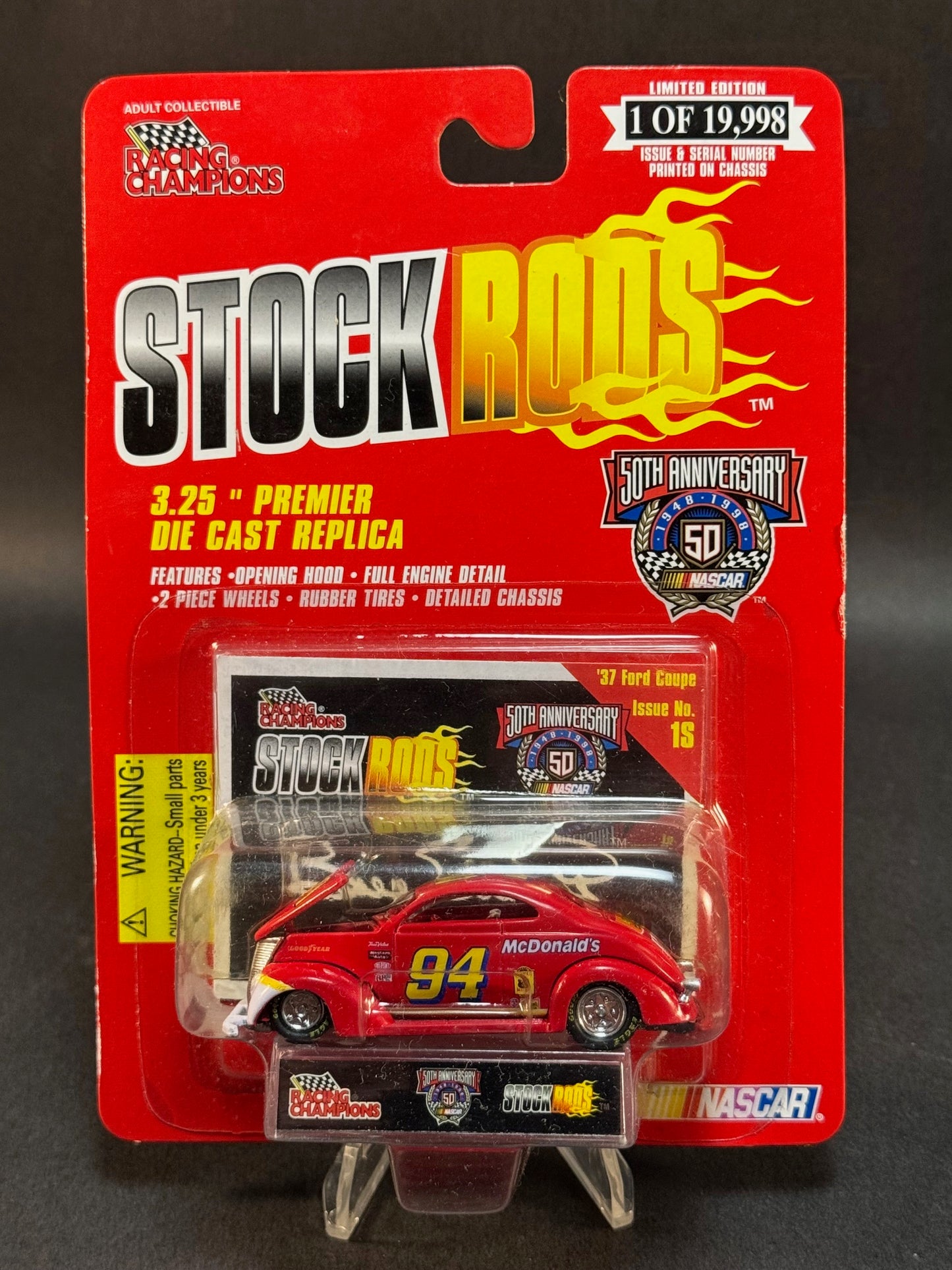 1998 Racing Champions NASCAR Stock Rods Issue No. 1S '37 Ford Coupe McDonald's #94