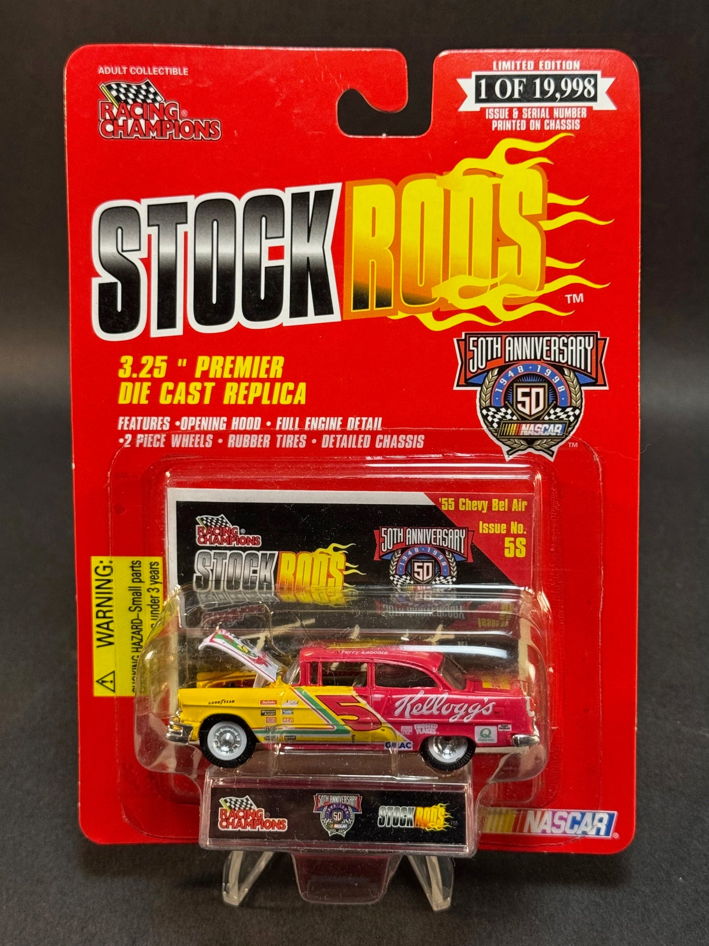 1998 Racing Champions NASCAR Stock Rods Issue No. 5S '55 Chevy Bel Air Kellogg's #5