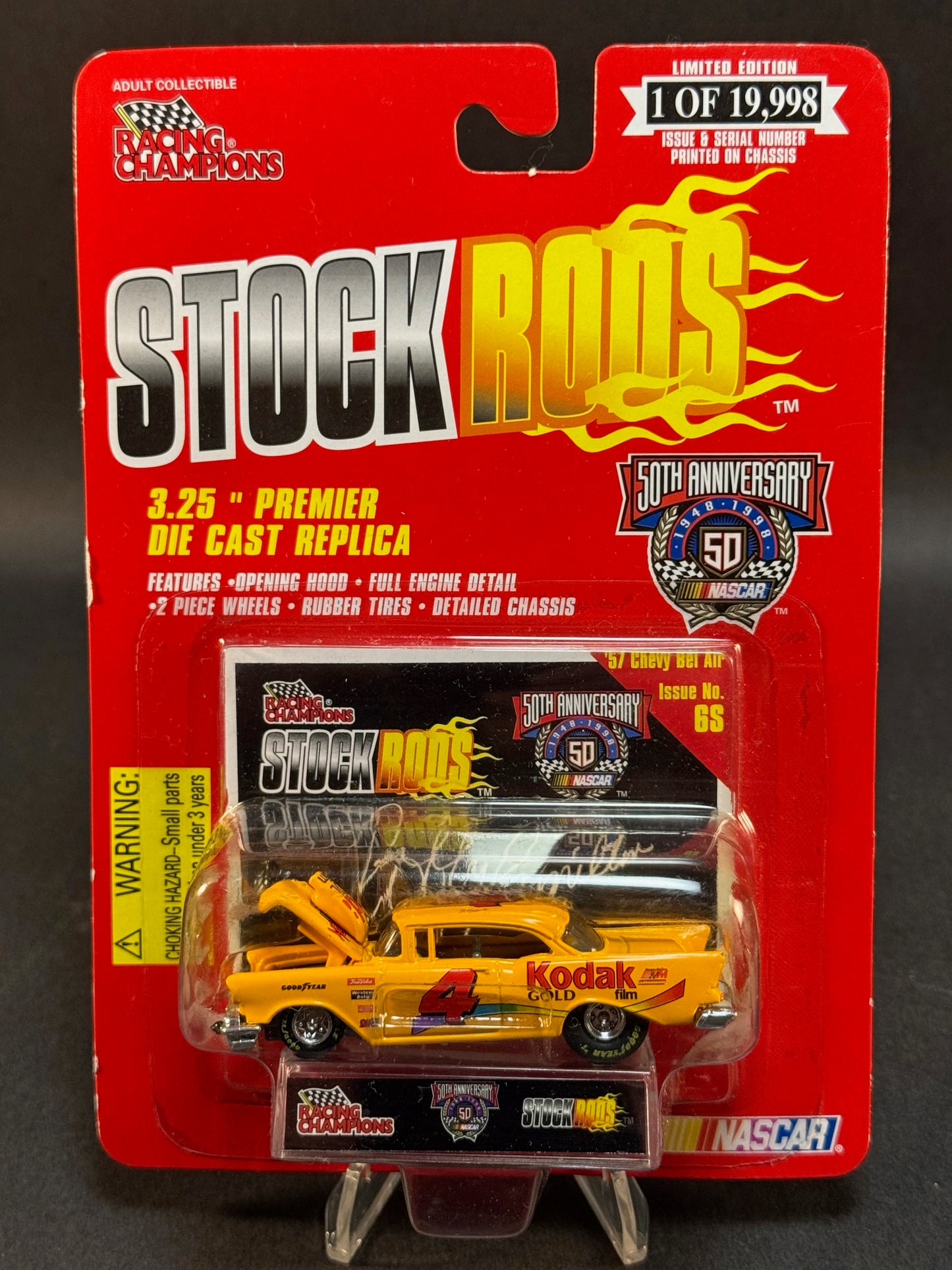 1998 Racing Champions NASCAR Stock Rods Issue No. 6S '57 Chevy Bel Air Kodak #4