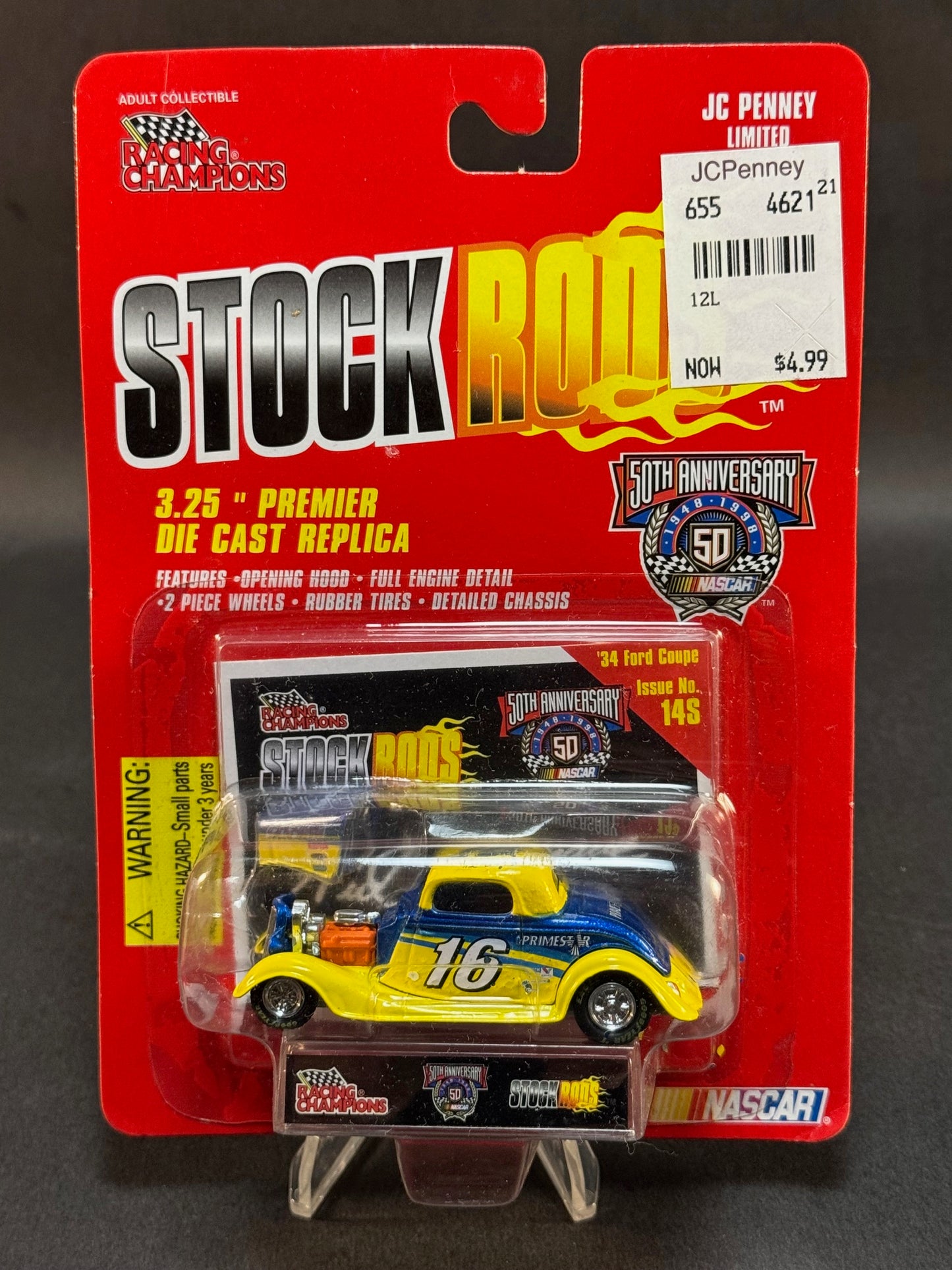 1998 Racing Champions NASCAR Stock Rods Issue No. 14S '34 Ford Coupe Primestar #16