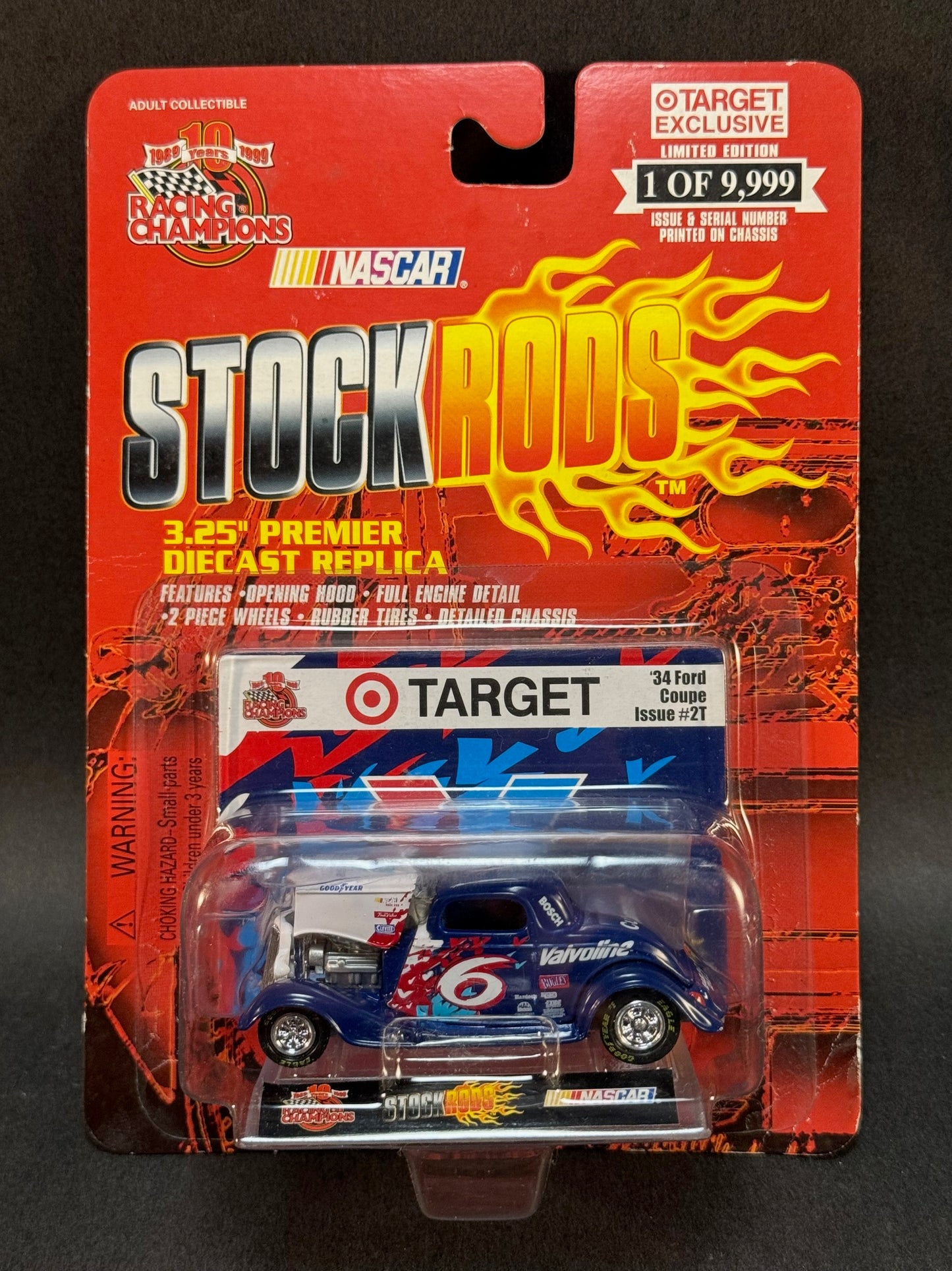 Racing Champions 1999 NASCAR Stock Rods Target Exclusive #2T '34 Ford Coupe Valvoline #6