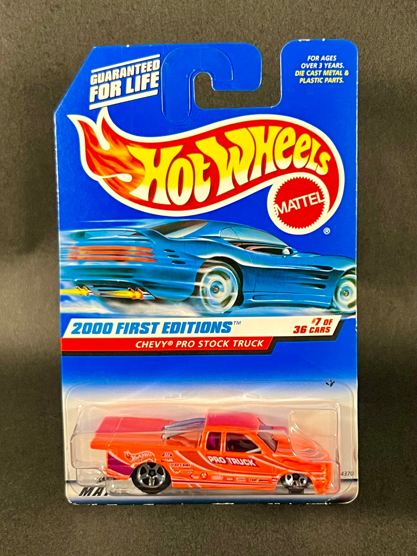 1999 Hot Wheels #067 2000 First Editions Chevy Pro Stock Truck, Orange