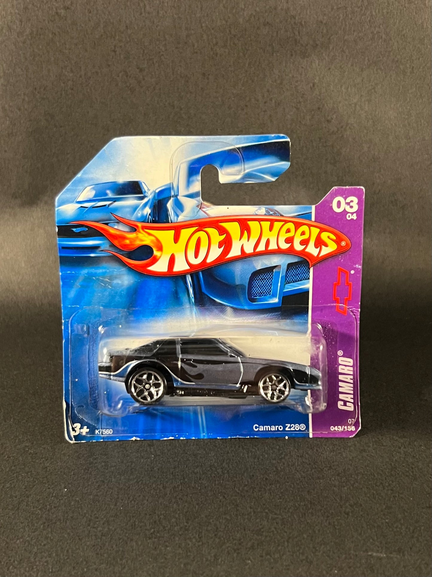 2006 Hot Wheels #3 of 4 Short Card Camaro Z28, Black and Blue