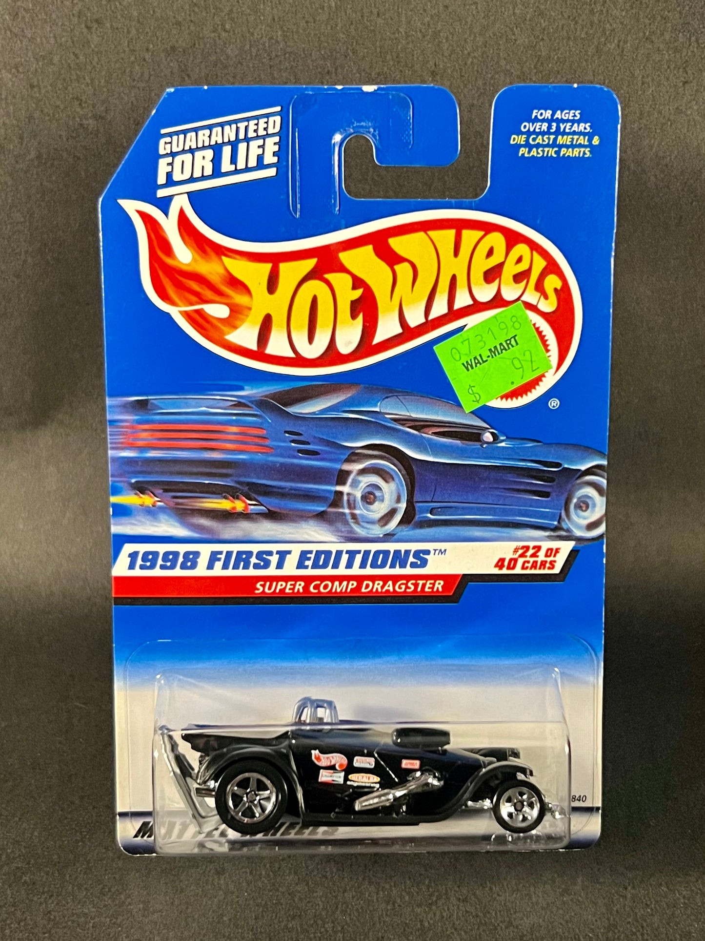 1997 Hot Wheels #655 1998 First Editions Super Comp Dragster, Black