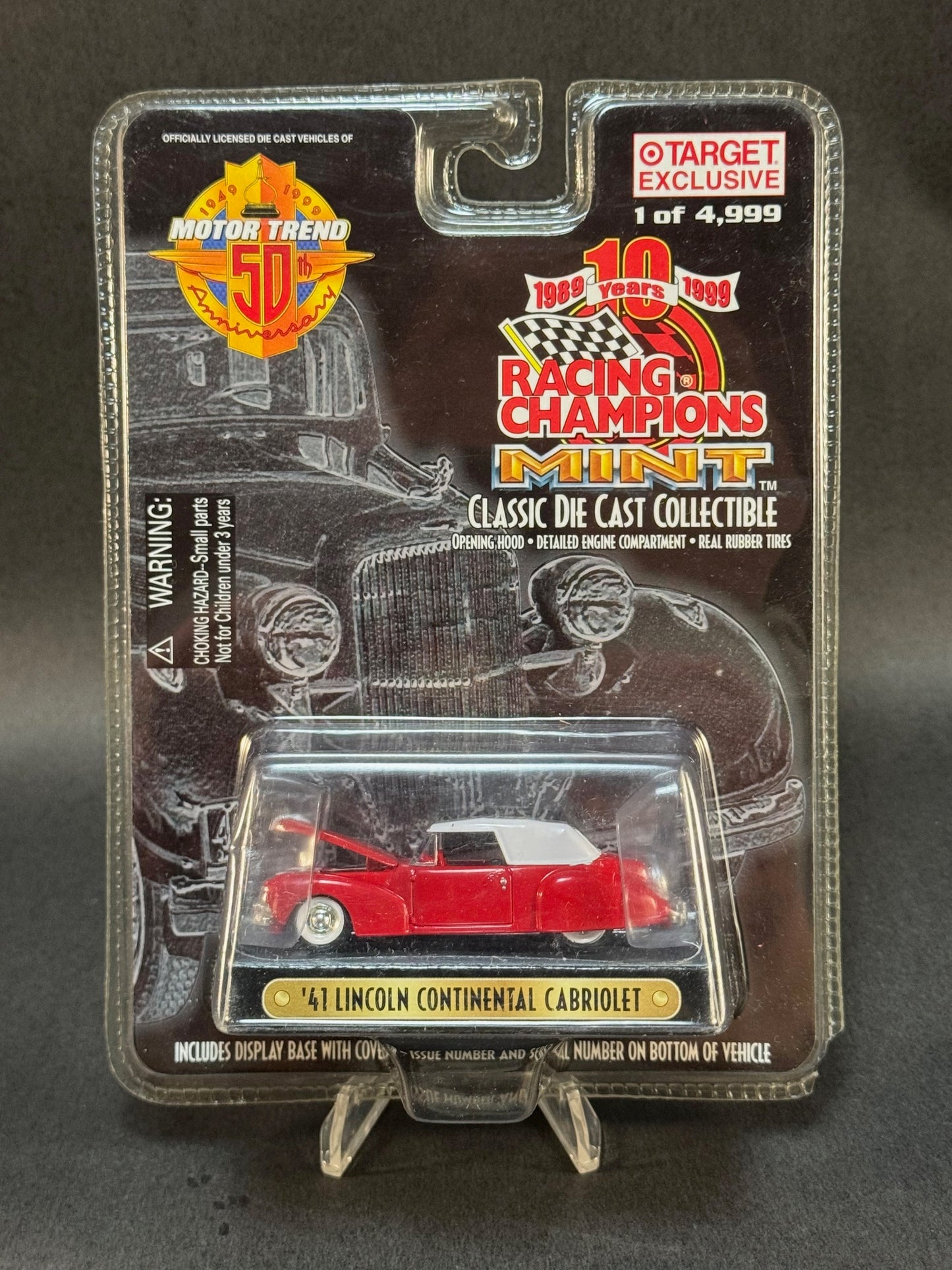 1999 Racing Champions MINT Motor Trend Issue #2T '41 Lincoln Continental Cabriolet, Red