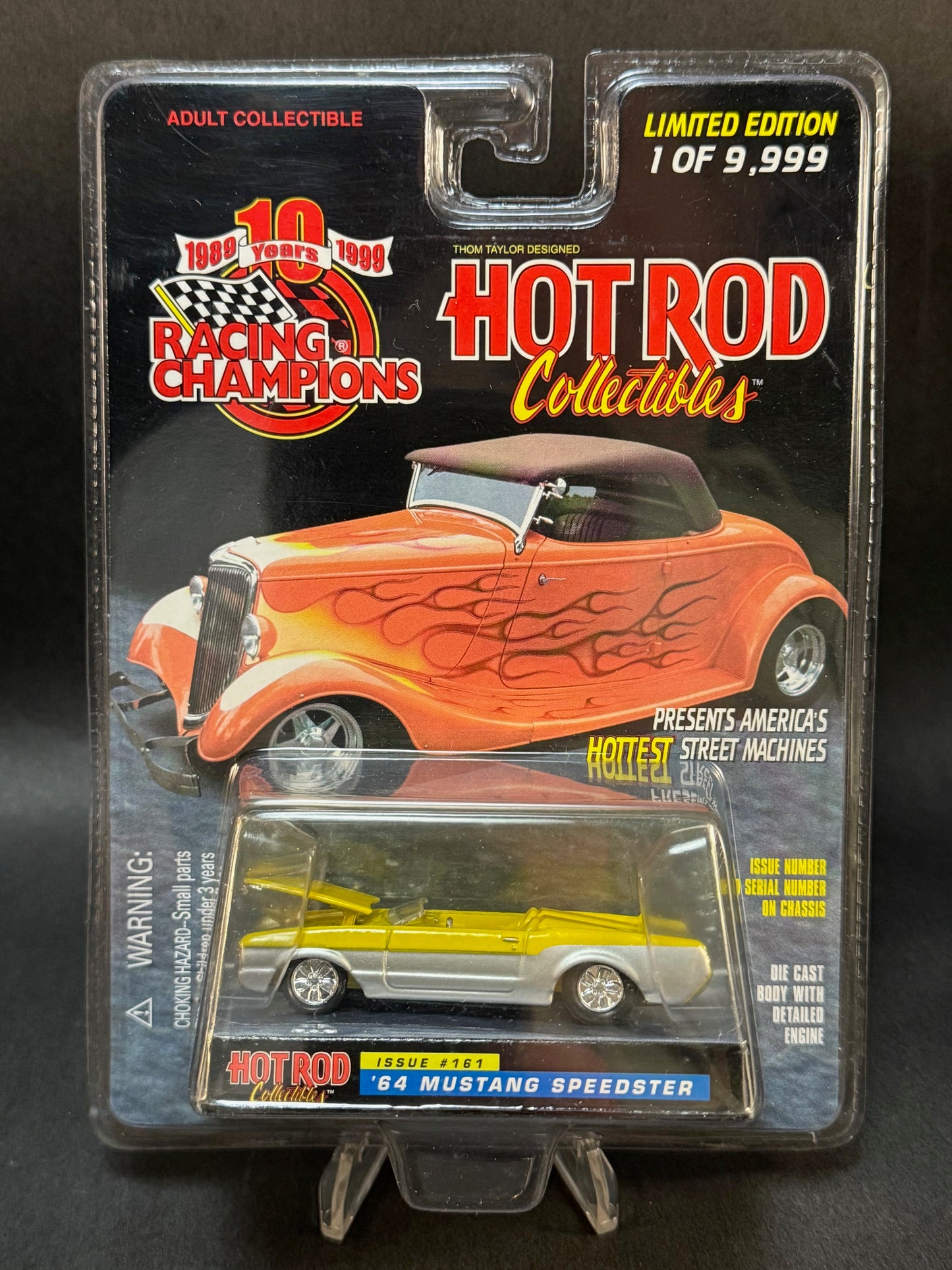 1999 Racing Champions Hot Rod Collectibles #161 '64 Mustang Speedster, Yellow and Silver