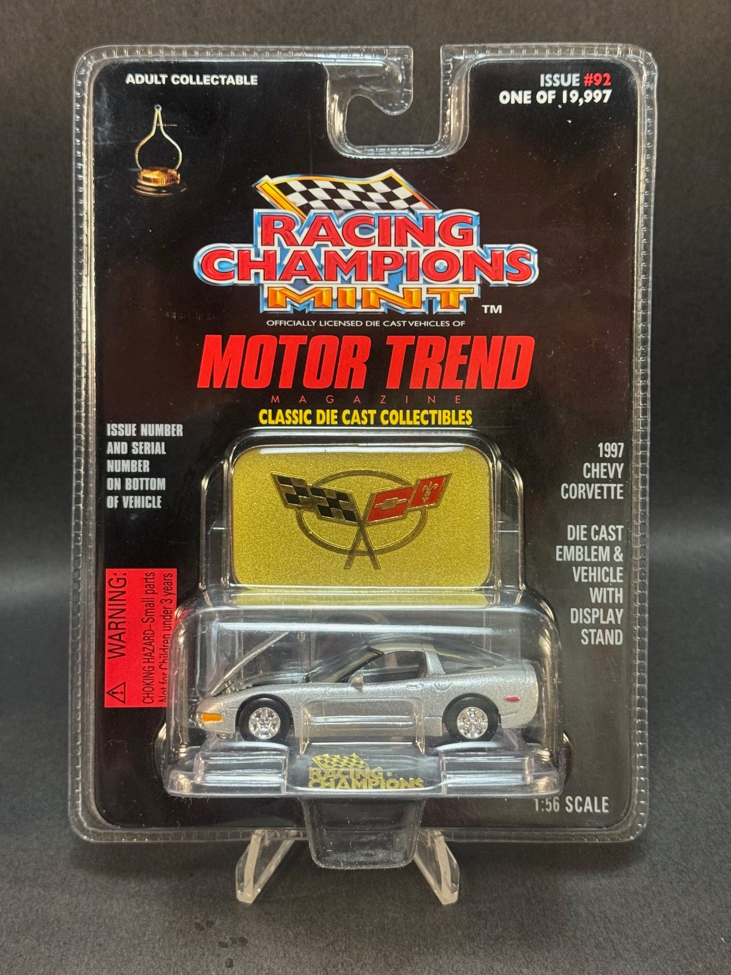 1997 Racing Champions MINT Motor Trend Issue #92 1997 Chevy Corvette, Silver