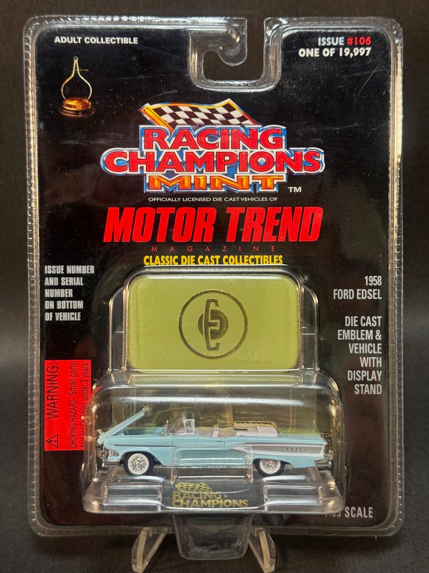 1997 Racing Champions MINT Motor Trend Issue #106 1958 Ford Edsel, Blue