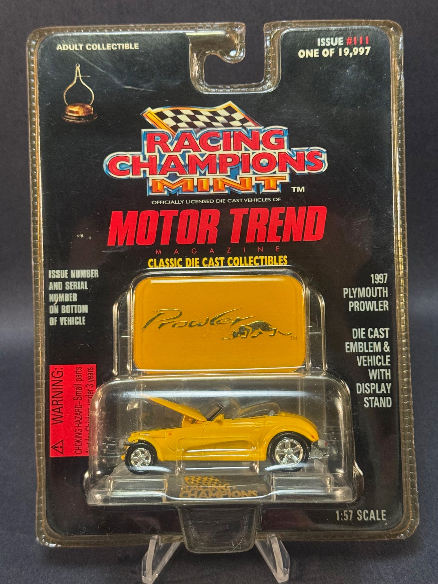 1997 Racing Champions MINT Motor Trend Issue #111 1997 Plymouth Prowler, Yellow