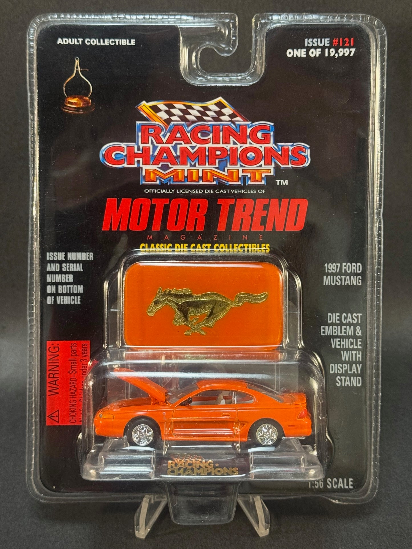1997 Racing Champions MINT Motor Trend Issue #121 1997 Ford Mustang, Orange